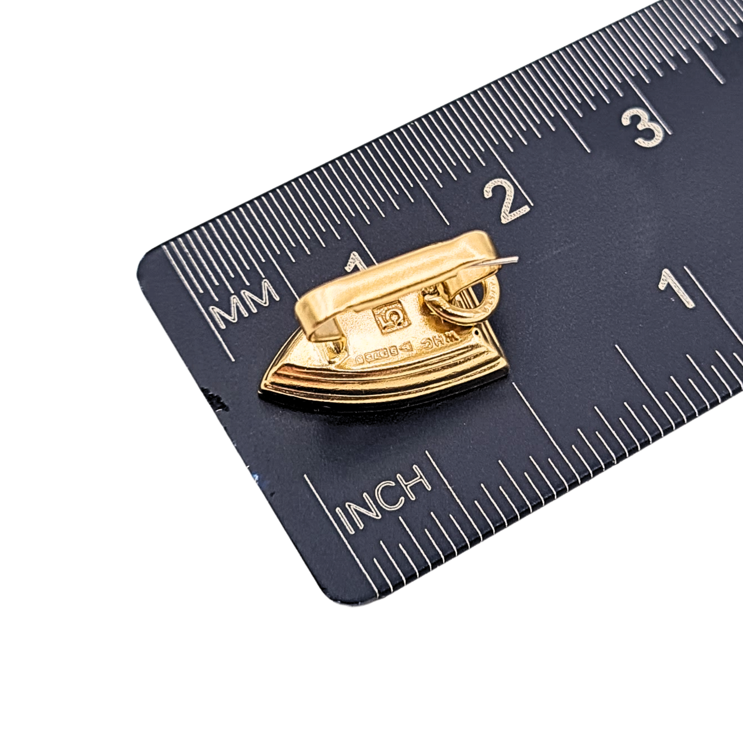 9ct Gold Flat Iron Charm Chester 1959 Hallmark Small Hollow Pendant