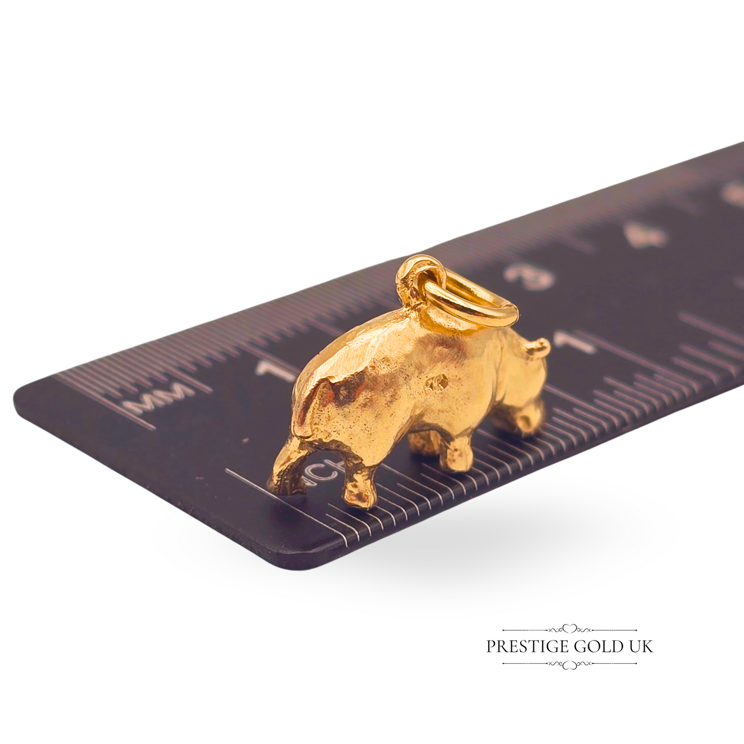 9ct Gold Hippo Charm Pendant, Solid 9k Gold, Small Realistic Hippopotamus