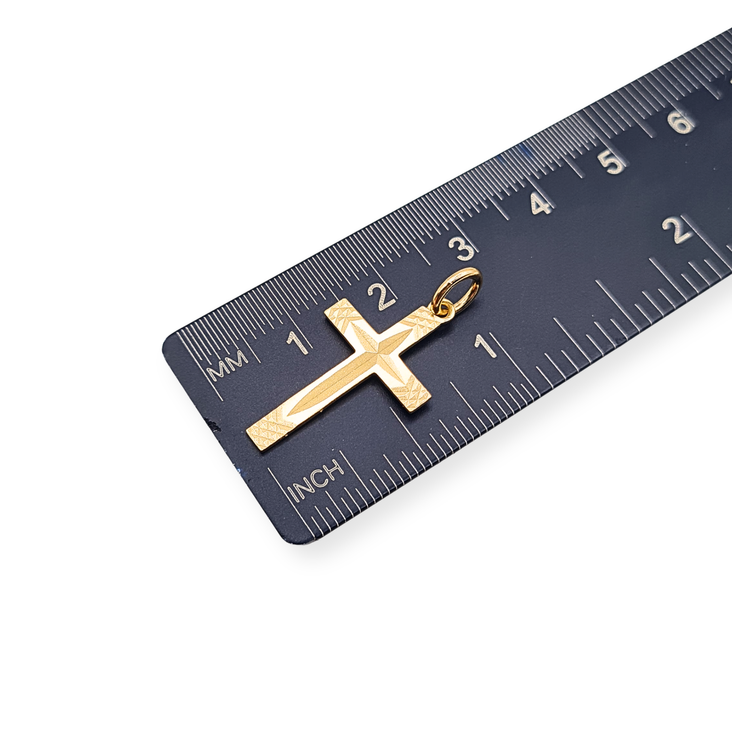 Small 9ct Gold Engraved Cross Pendant Fully British Hallmarked