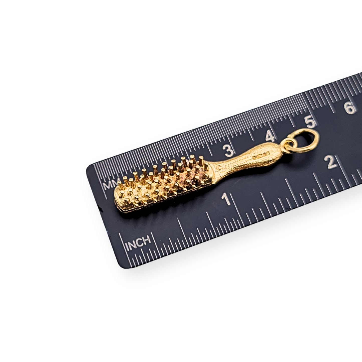 Large 9ct Gold Hair Brush Charm 6.5g London 1977 Hallmarked