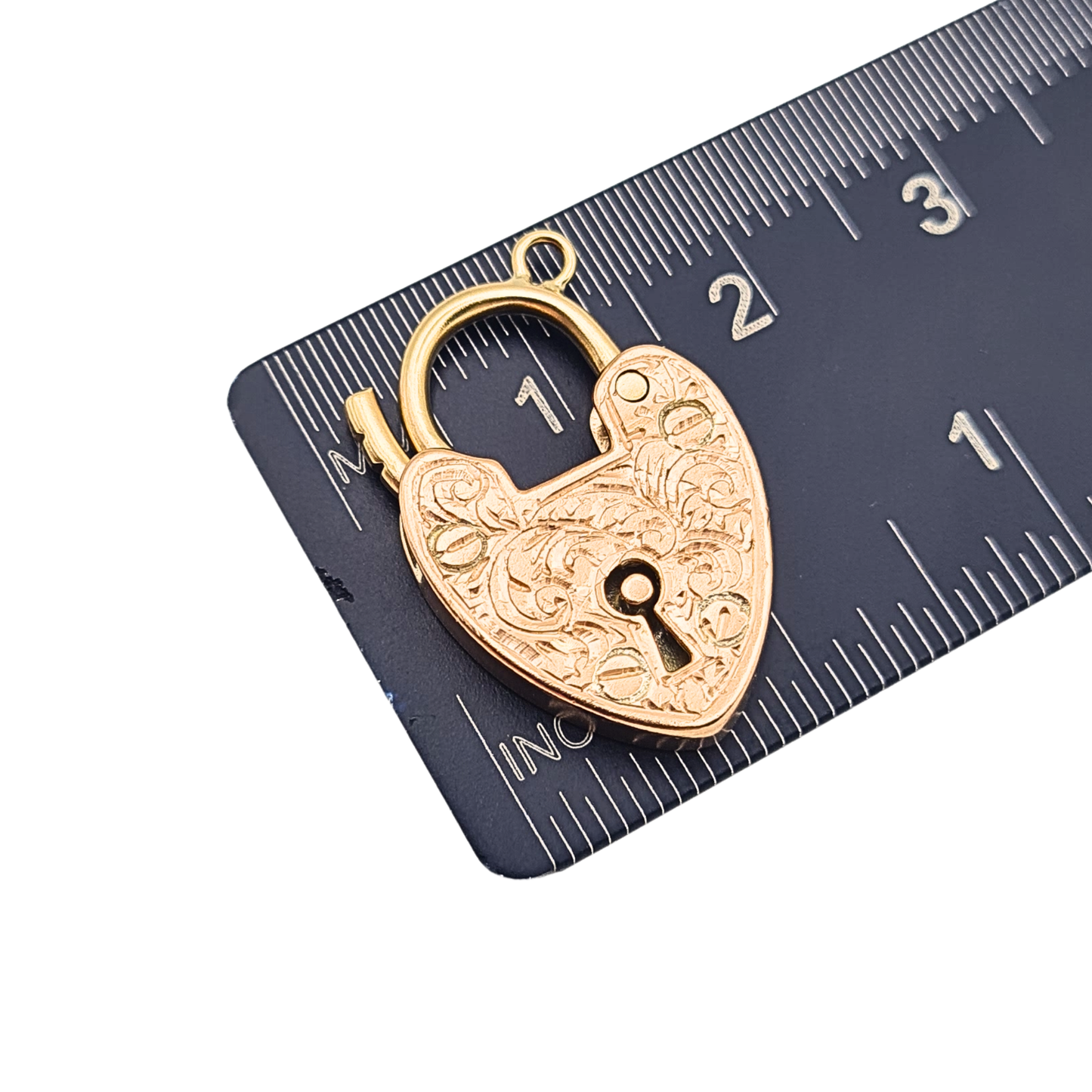 Antique 9ct Rose Gold Heart Padlock 1905 Birmingham Hallmark Engraved