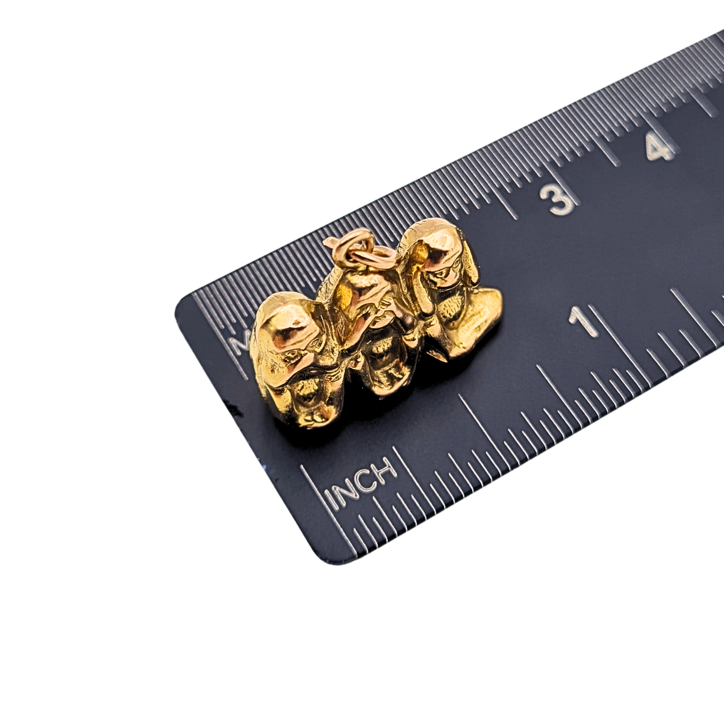 Georg Jensen 9ct Gold Three Wise Monkeys Charm Speak See Hear No Evil Pendant