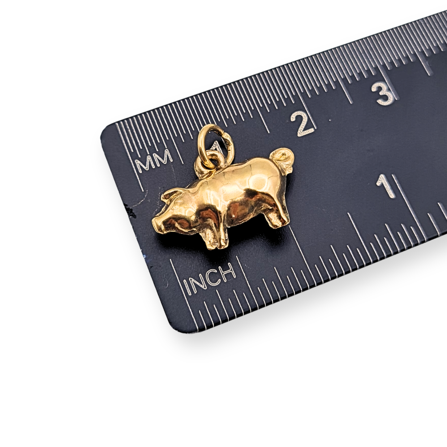 9ct Gold Puffy Pig Charm Pendant,  Novelty Animal Charm