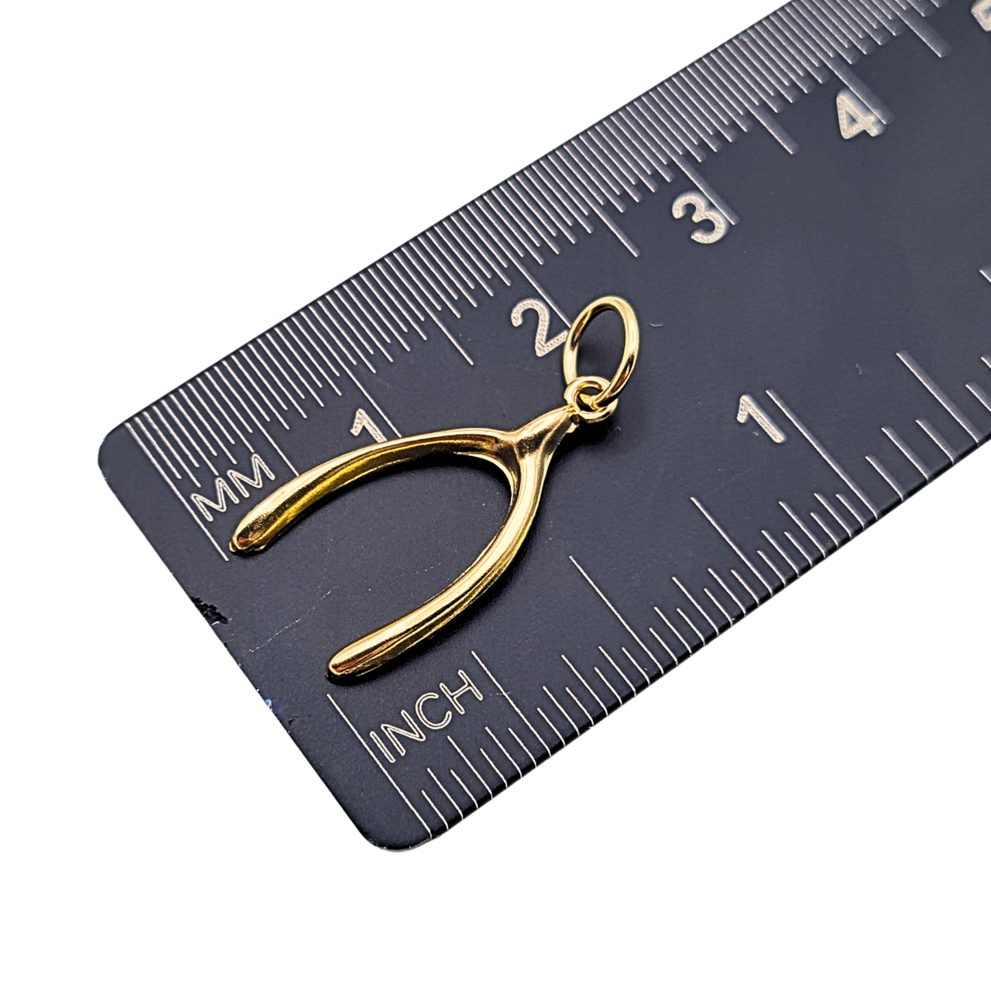 Tiny 9k Gold Wishbone Charm Vintage Good Luck Pendant