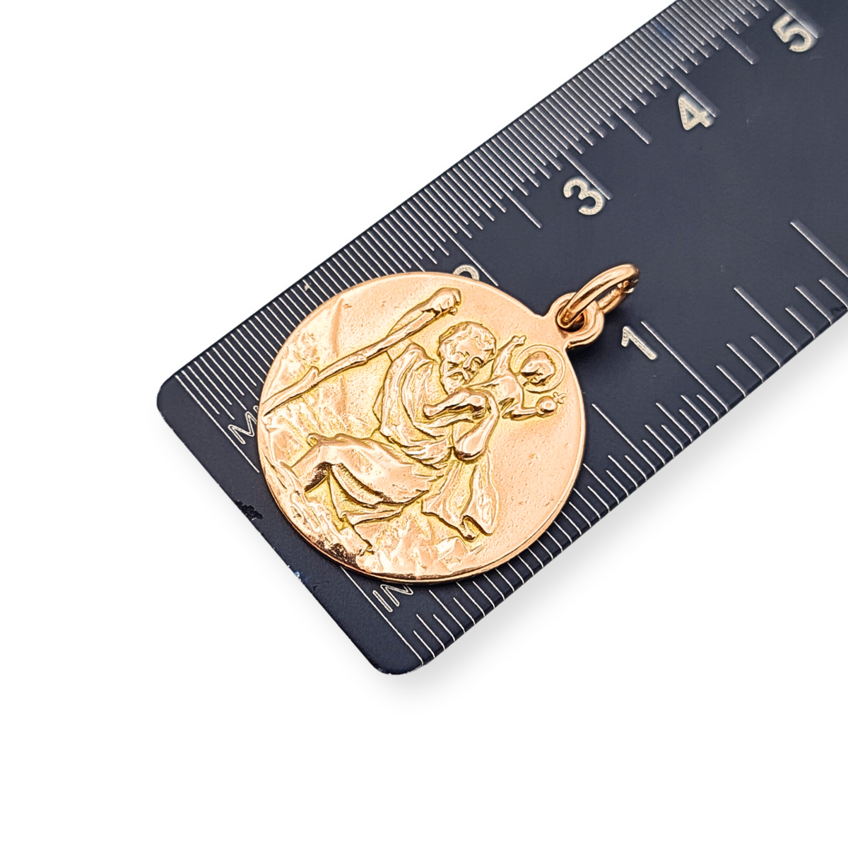 9ct Rose Gold St Christopher Pendant Large Solid Gold Religious Medal