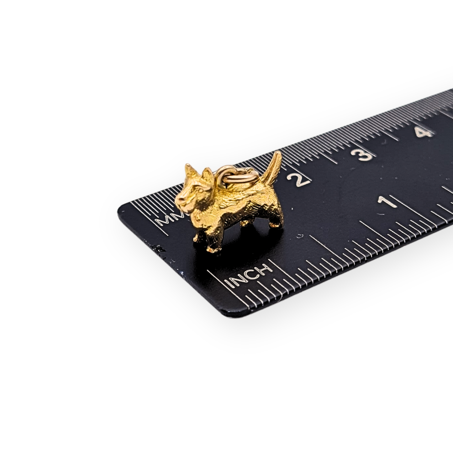 9ct Gold Tiny Scottie Dog Charm, 2g, Detailed 3D Terrier