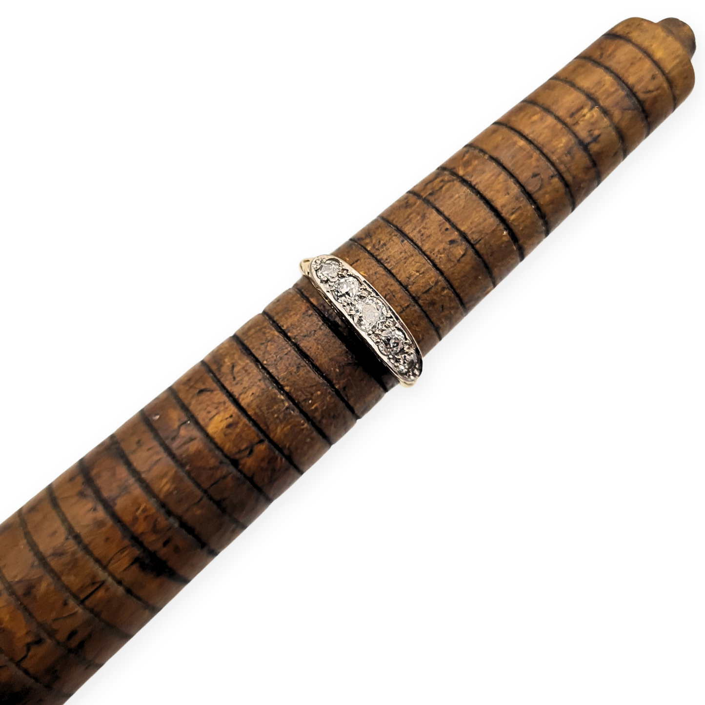 Antique Diamond Ring, 5 Old Cut Stones, 9ct/18ct Plat, UK K 1/2