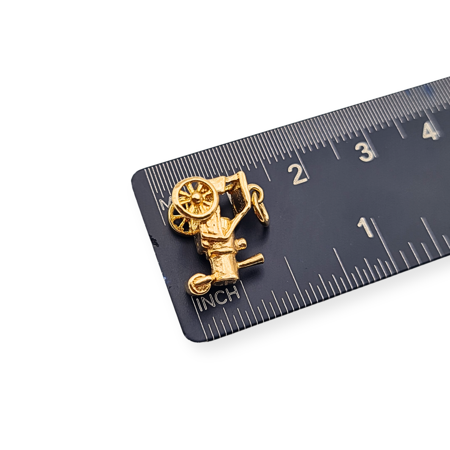 Vintage 9ct Gold Steam Road Roller, Charm Pendant, Fully Hallmarked