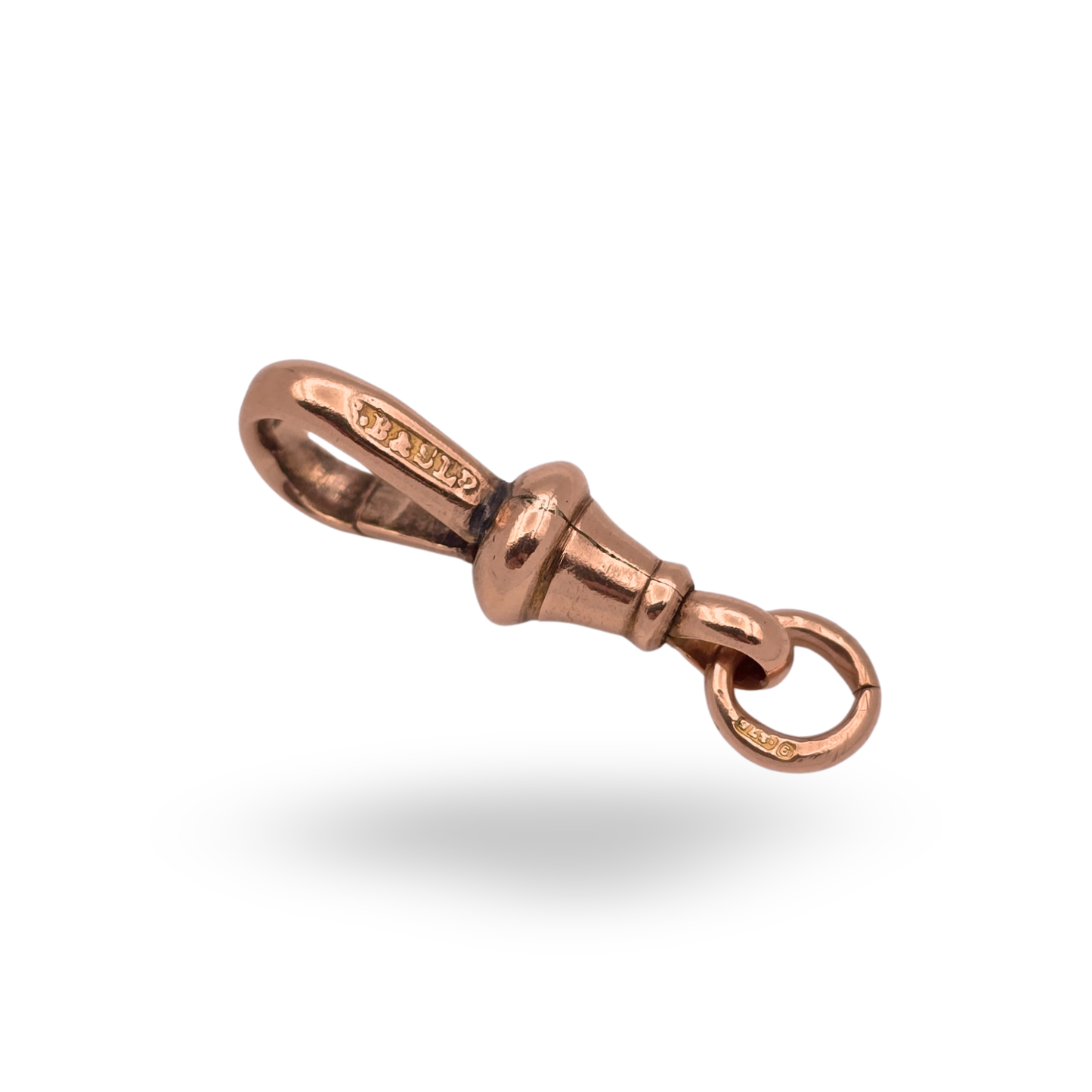 Large 9ct Rose Gold Dog Clip Clasp, Herbert Bushell Birmingham, 28mm Long