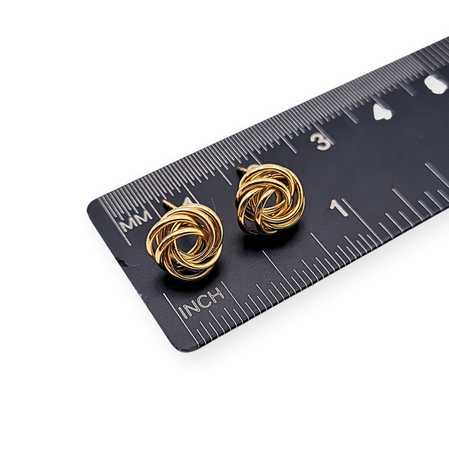 9ct Yellow Gold Knot Stud Earrings 9mm Fully Tested