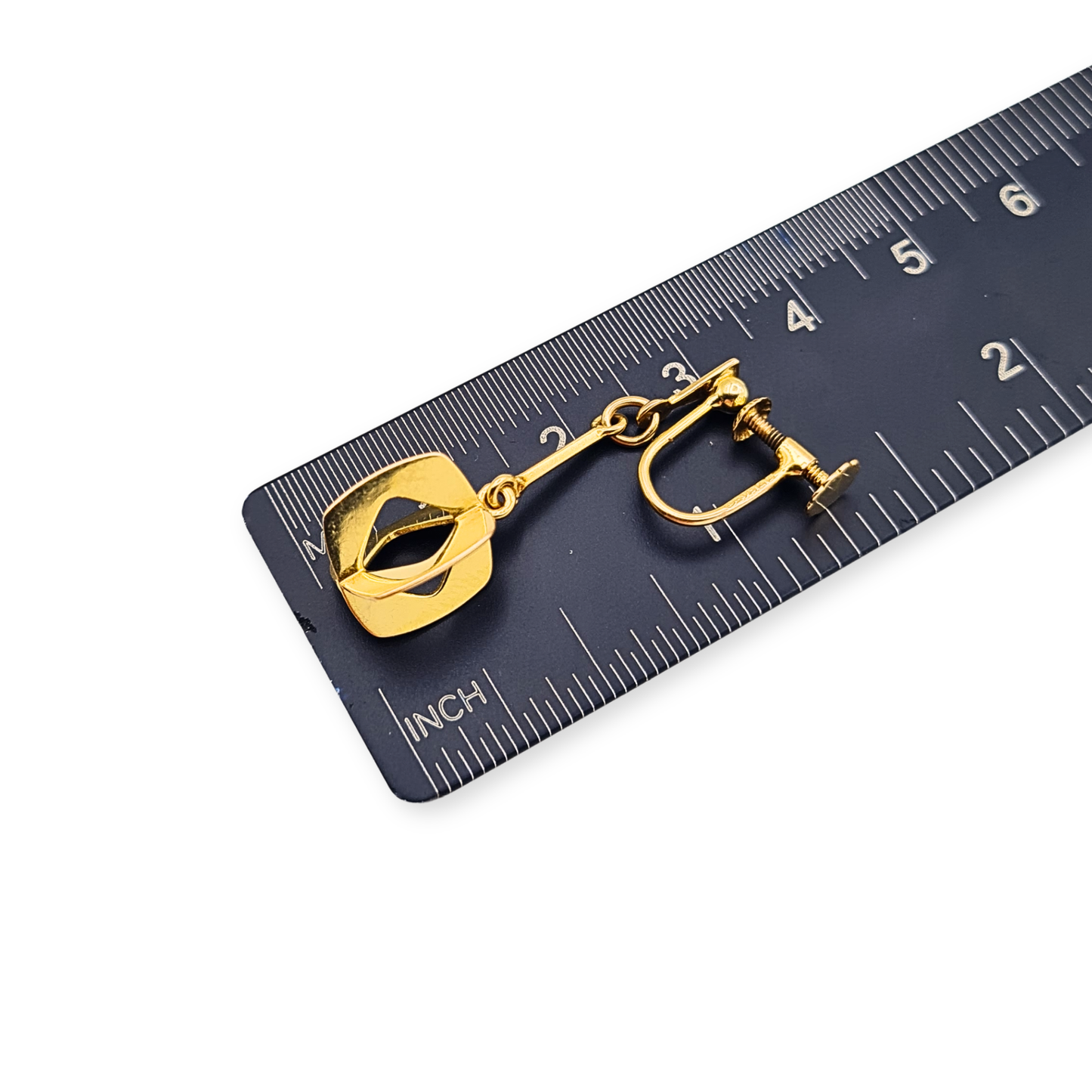 9ct Gold Drop Earrings, Screw Back Hallmarked Birmingham Reto