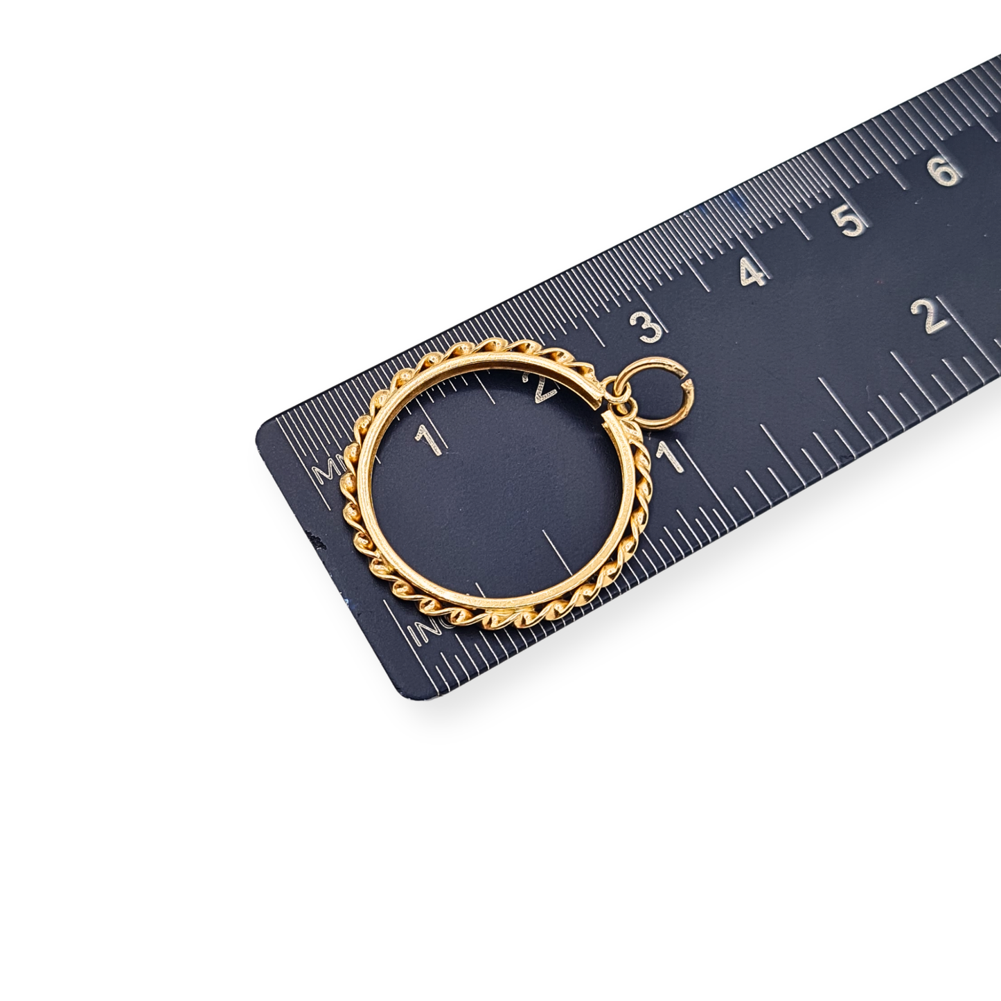 Quality 9ct Gold Half Sovereign Holder Pendant Twist Rope Edge Coin Mount