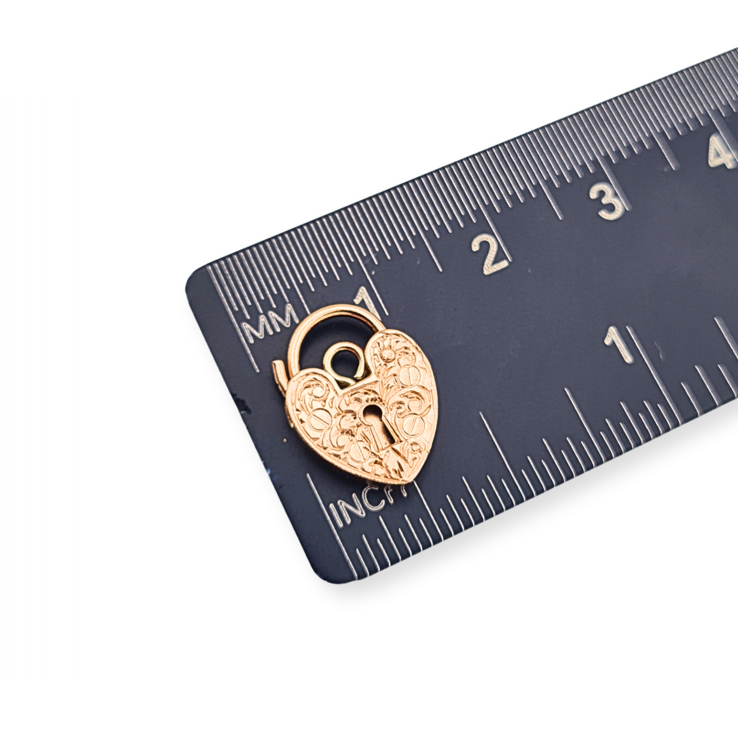 Vintage 9ct Rose Gold Heart Padlock Charm Padlock Hand Engraved