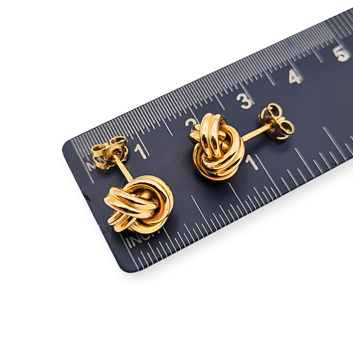9ct Gold Twin Wire Knot Stud Earrings,  British Hallmarked Gold