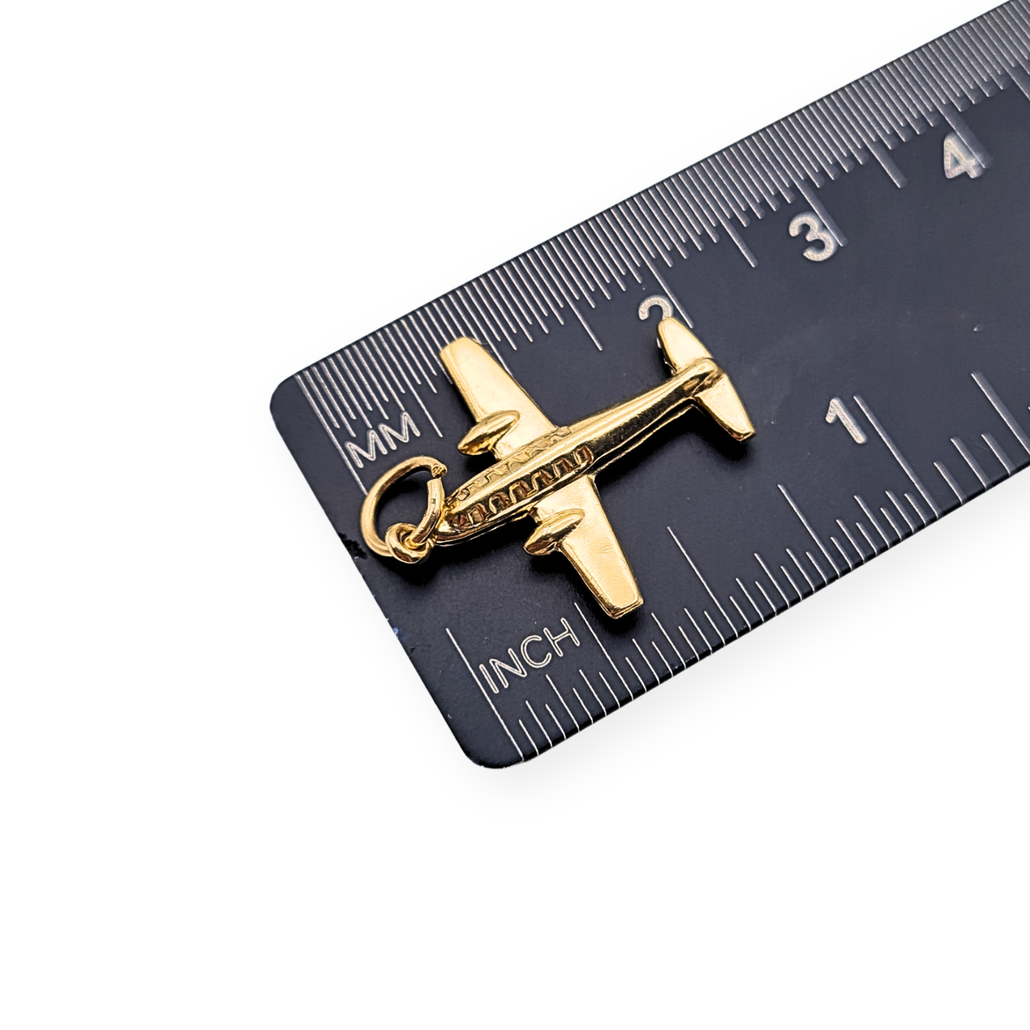 Small 9ct Gold Aircraft Charm, Fully Hallmarked, Aeroplane Pendant