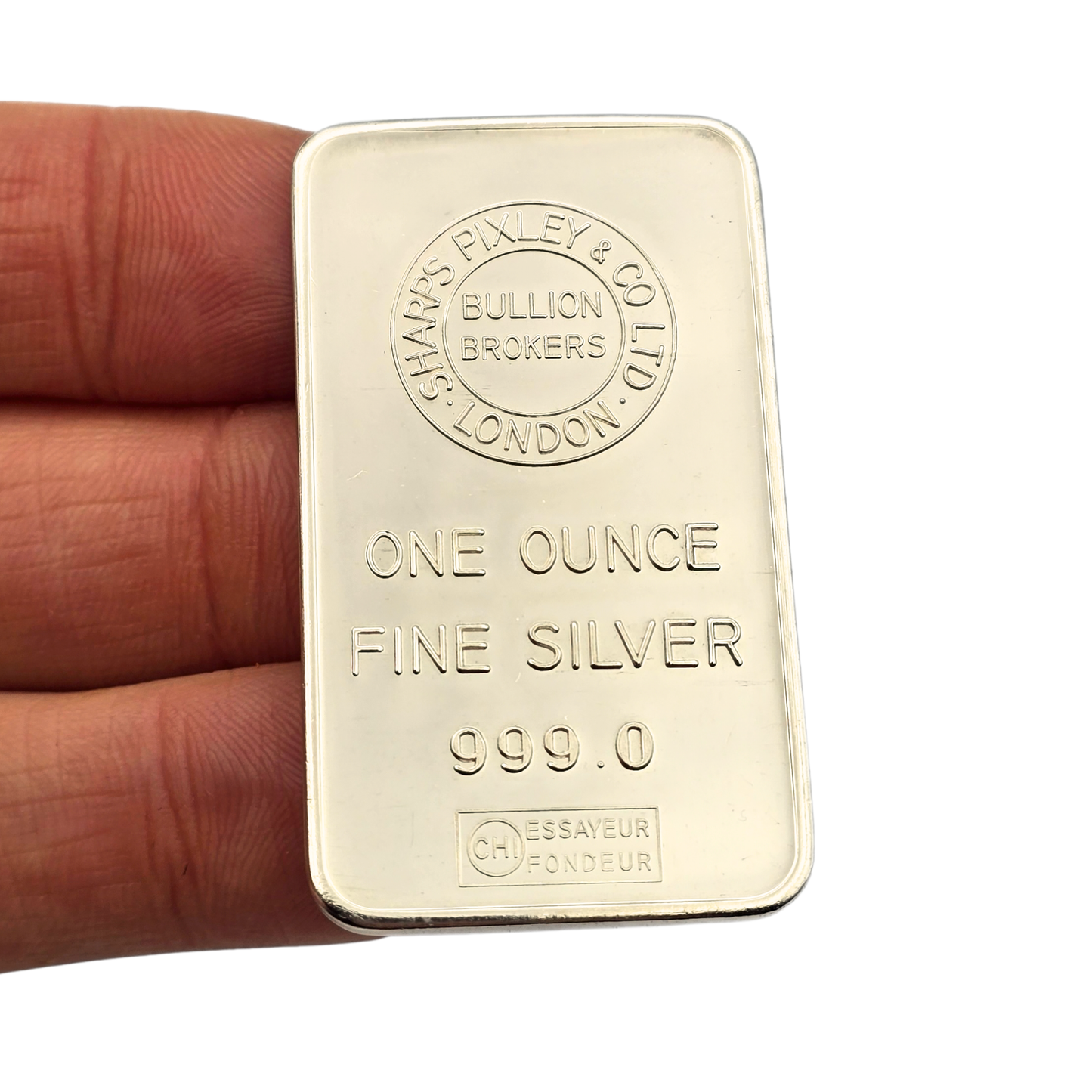 999 Fine Silver Sharps Pixley London 1oz Bullion Bar, Vintage Investment Bar