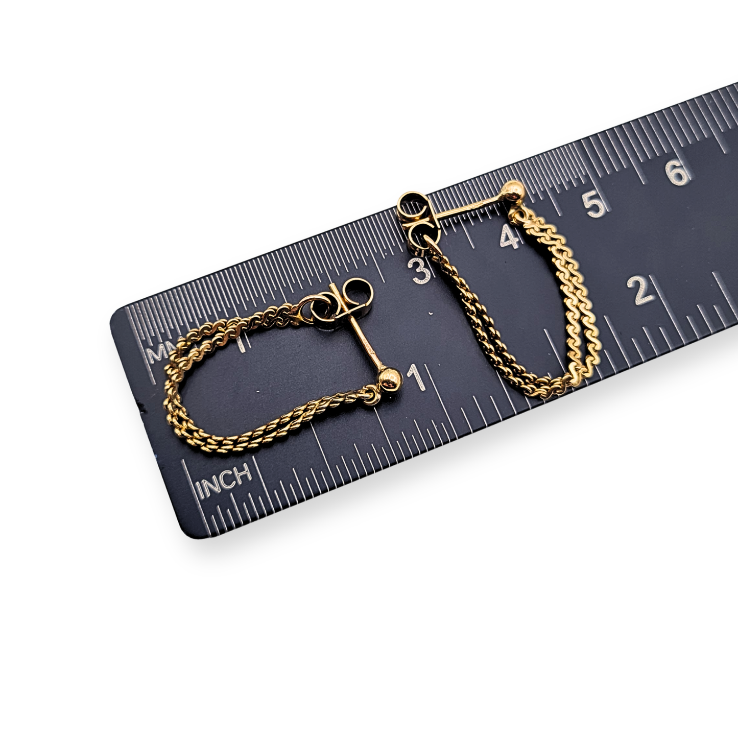 9ct Gold Chain Dangle Earrings, S Link Double Chain