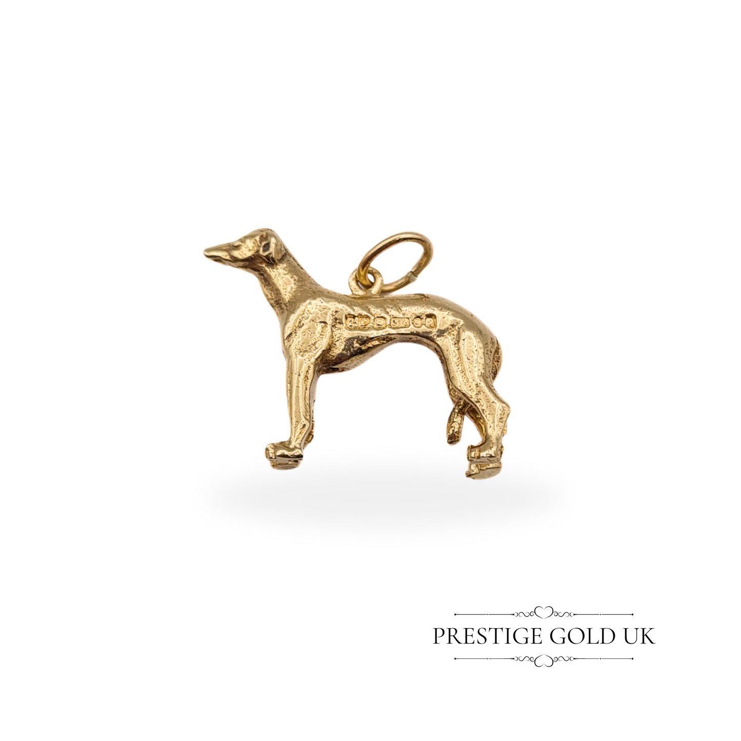 Vintage 9ct Solid Gold Greyhound Charm, Fully Hallmarked London 1978
