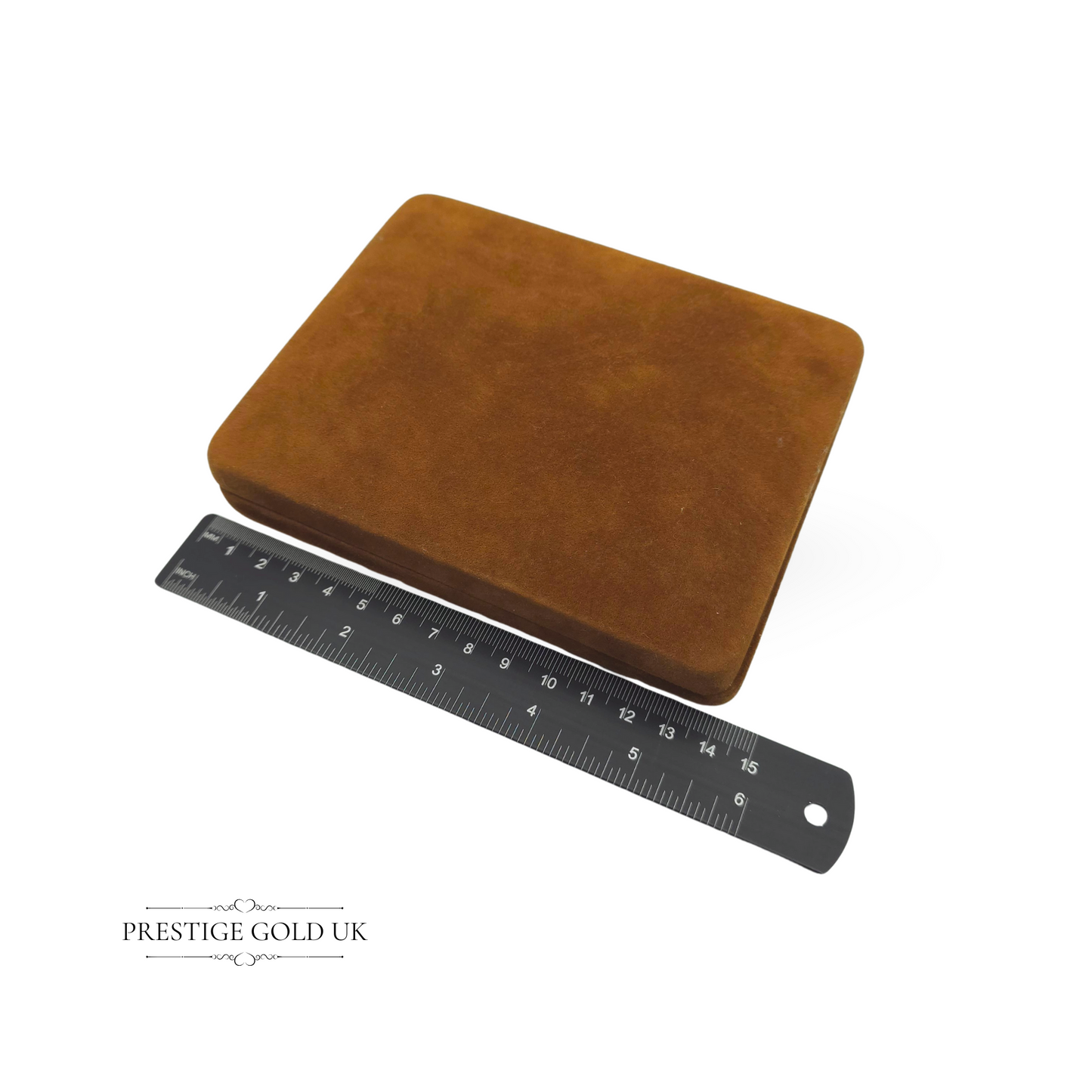 Vintage Brown Suede Jewellery Box by Strada, Large Necklace Case, 14.5cm x 11.5cm