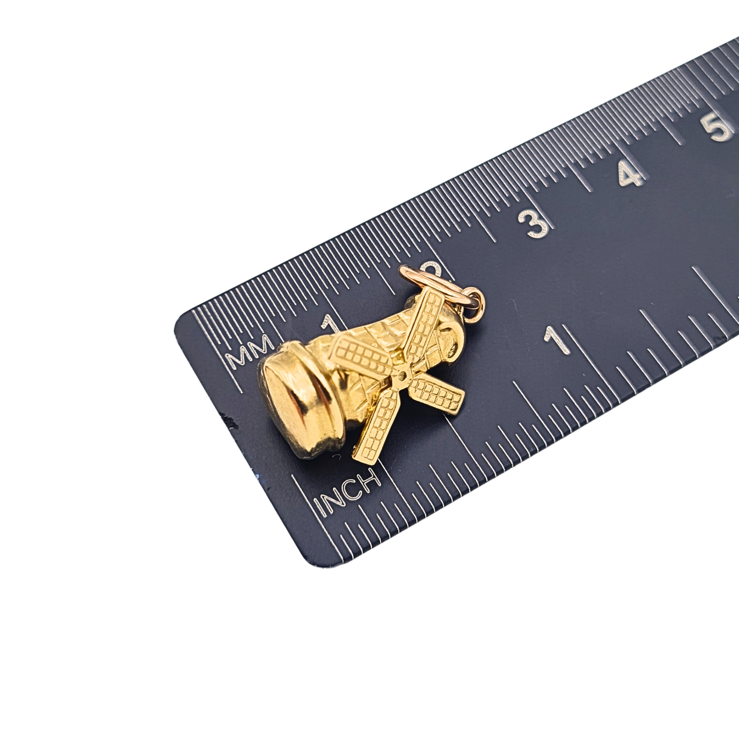 9ct Gold Windmill Charm Pendant Moving Sails Hollow Gold Charm