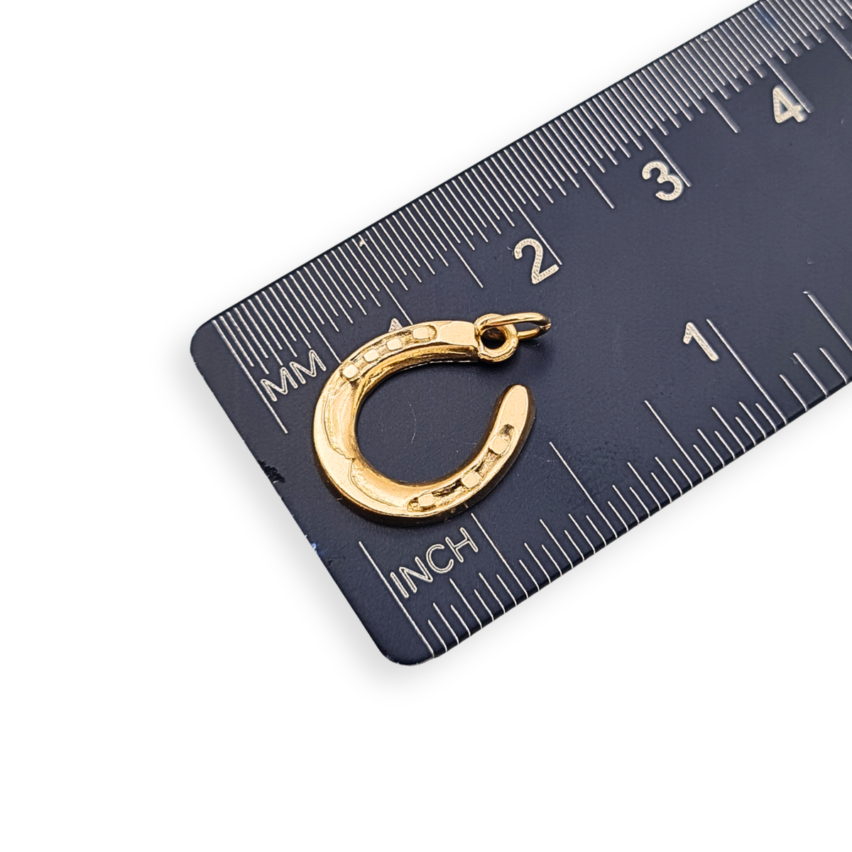 9ct Gold Horseshoe Charm Small Lucky Horse Shoe Pendant Birmingham 1972