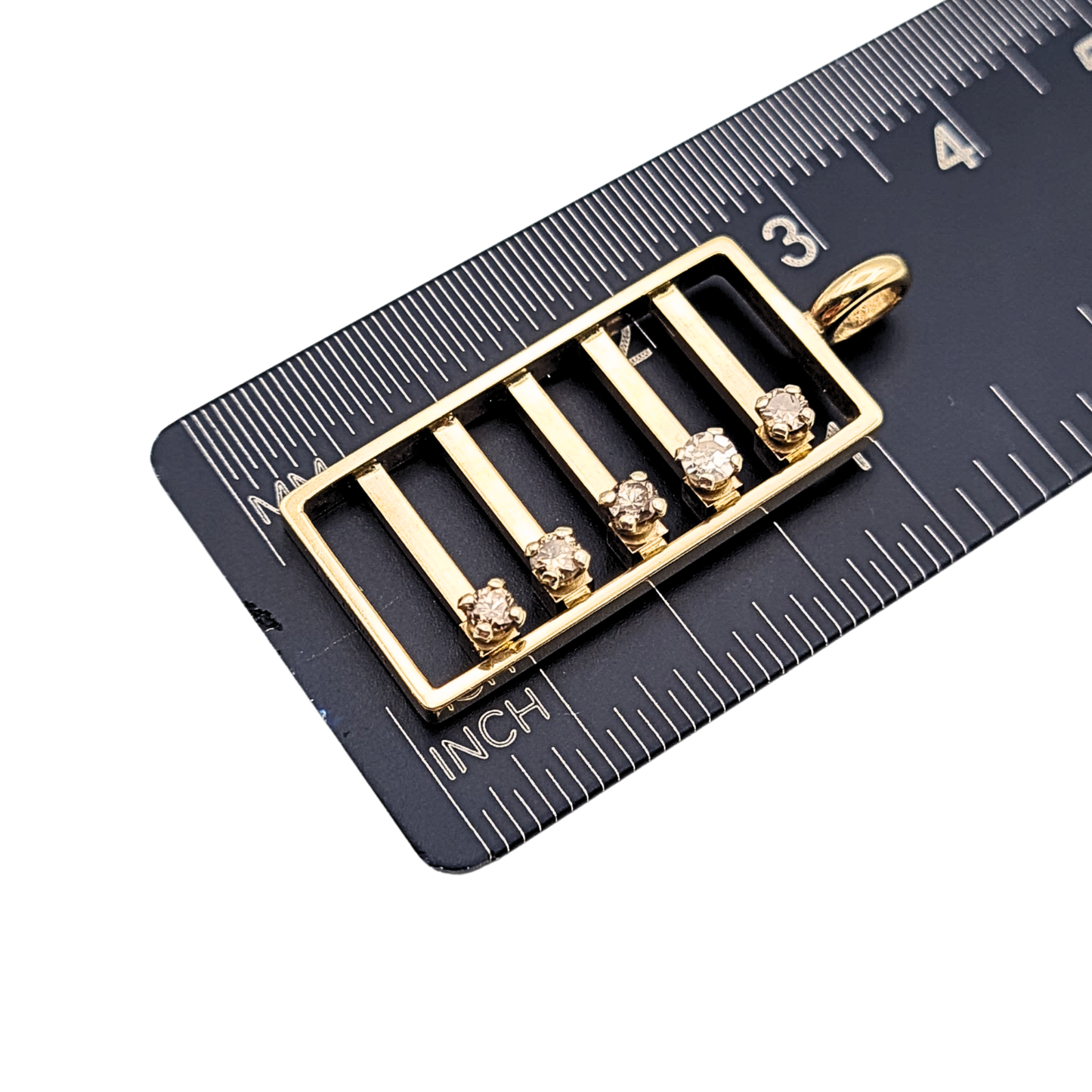 Solid 9k Gold Diamond Set Abacus Pendant Vintage Moving Stones Charm