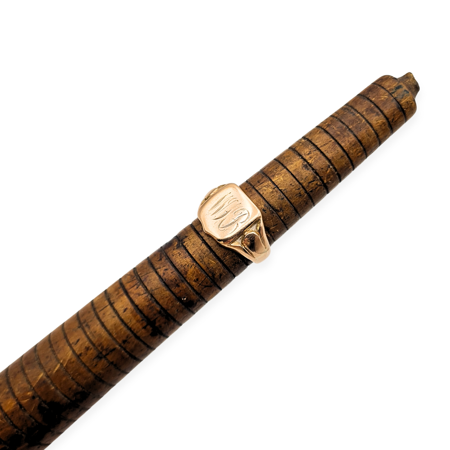 9ct Rose Gold Shield Signet Ring, Engraved WB, UK M US 6