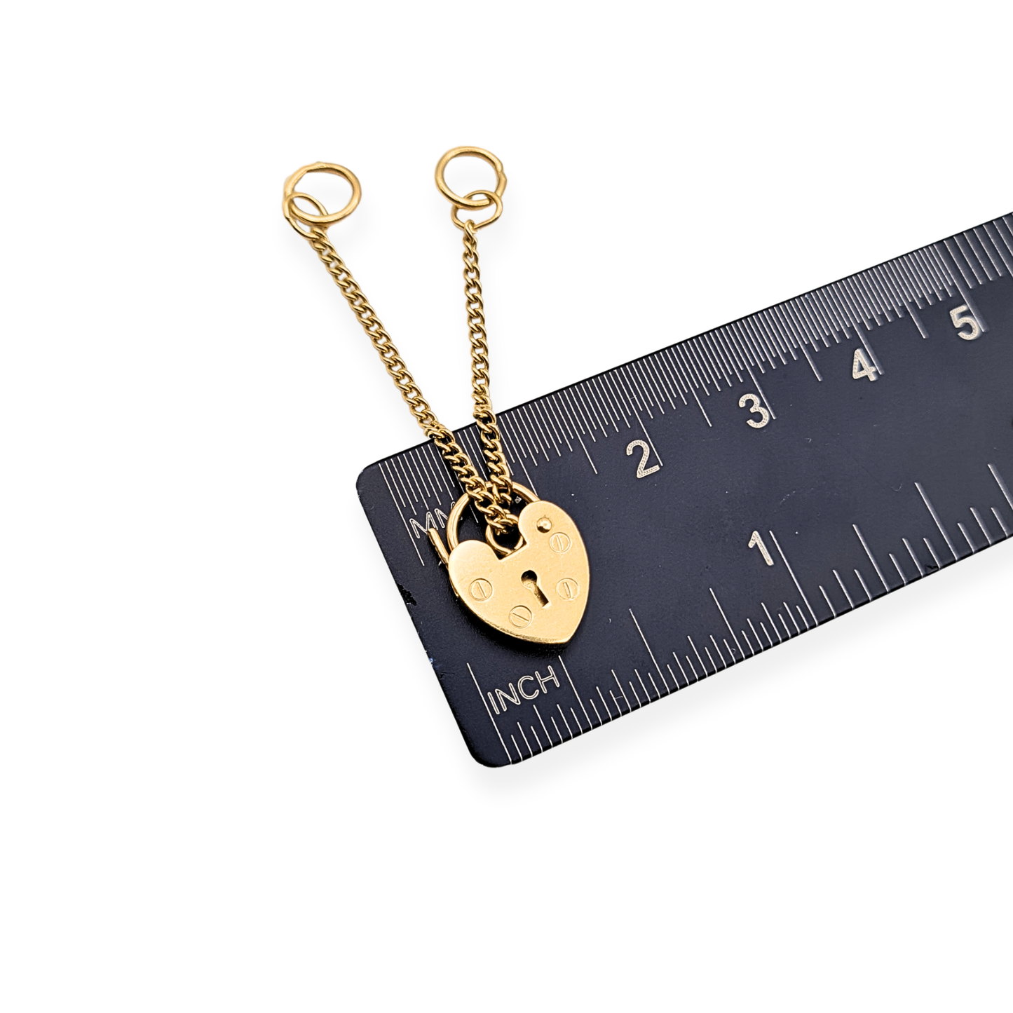 Small 9ct Gold Heart Padlock, Tested 375, Safety Chain