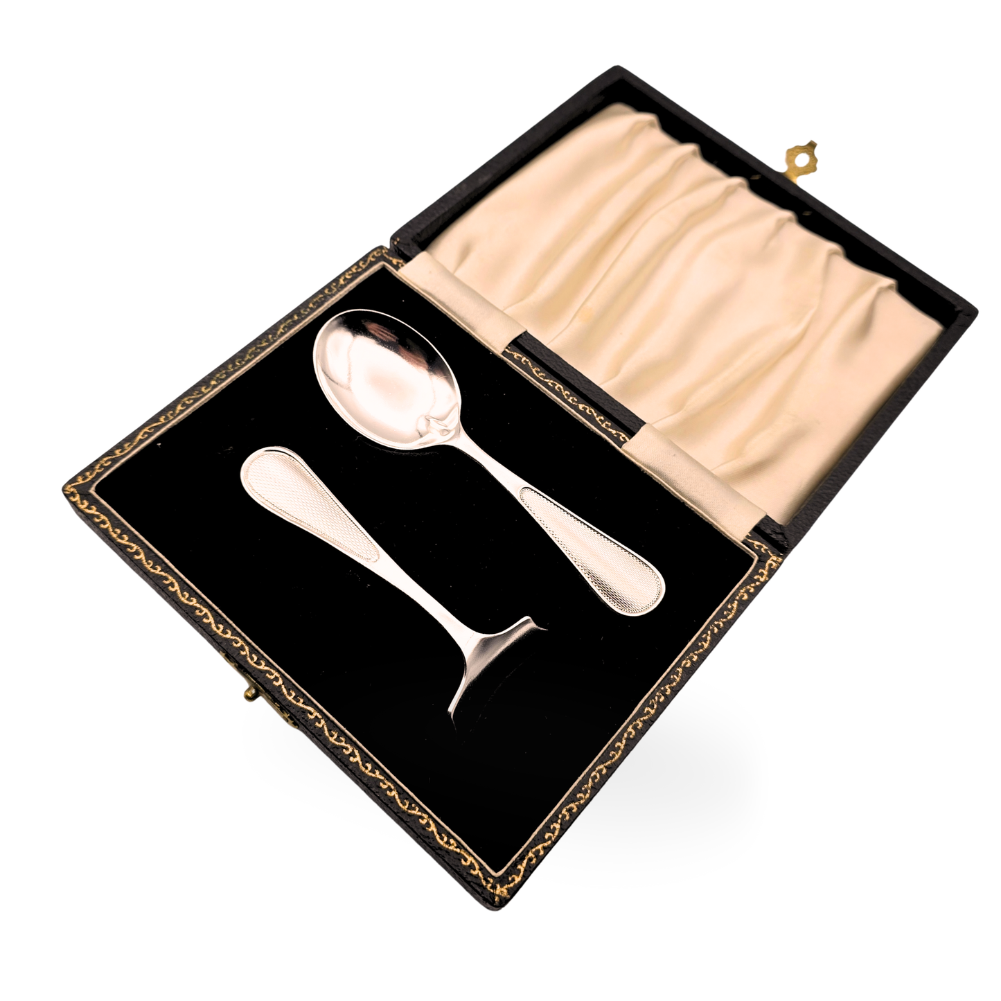 Sterling Silver Childs Spoon & Pusher, HCD, Birmingham, Boxed Christening Set