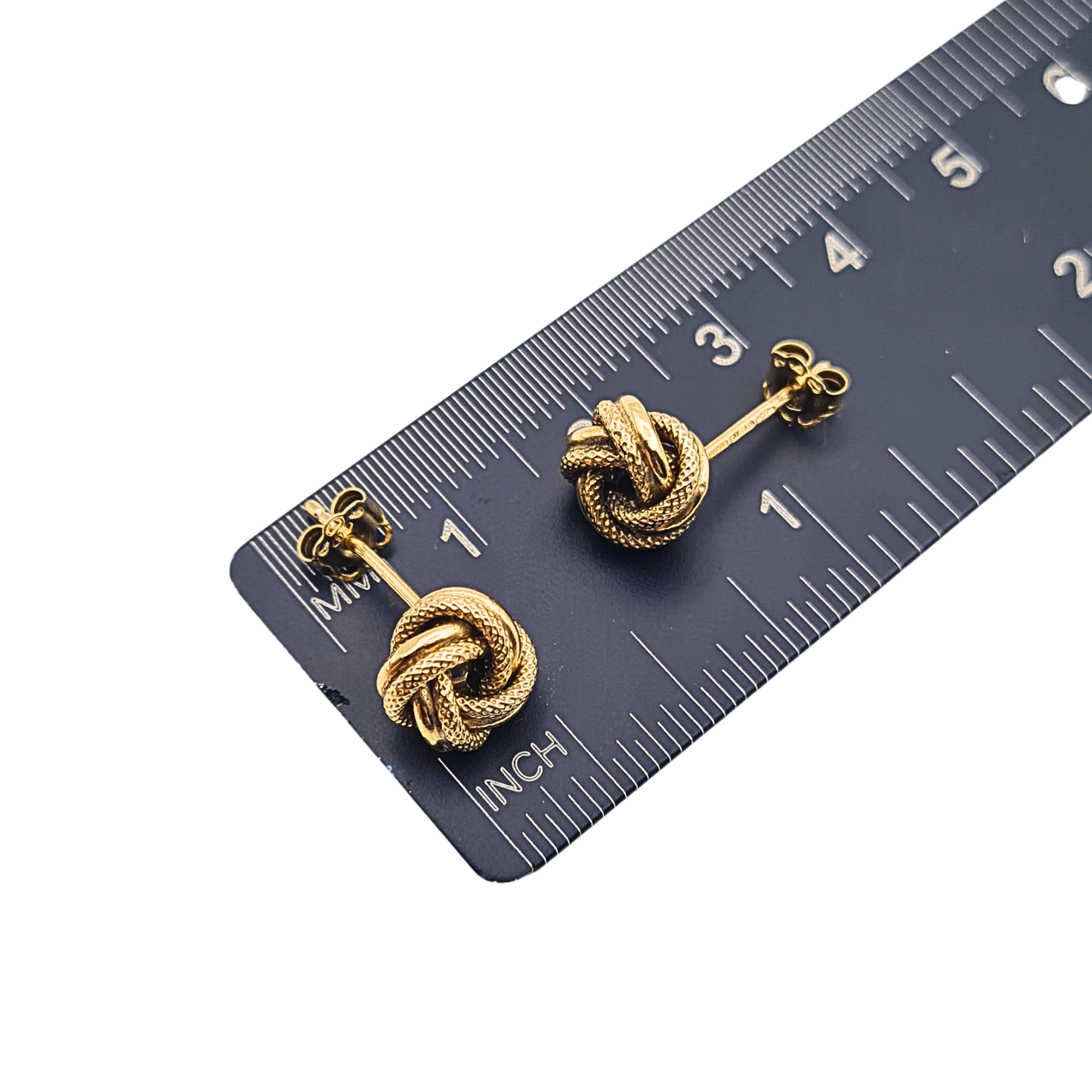 9ct Gold Woolmark Knot Earrings Textured Twist Stud Earrings 375