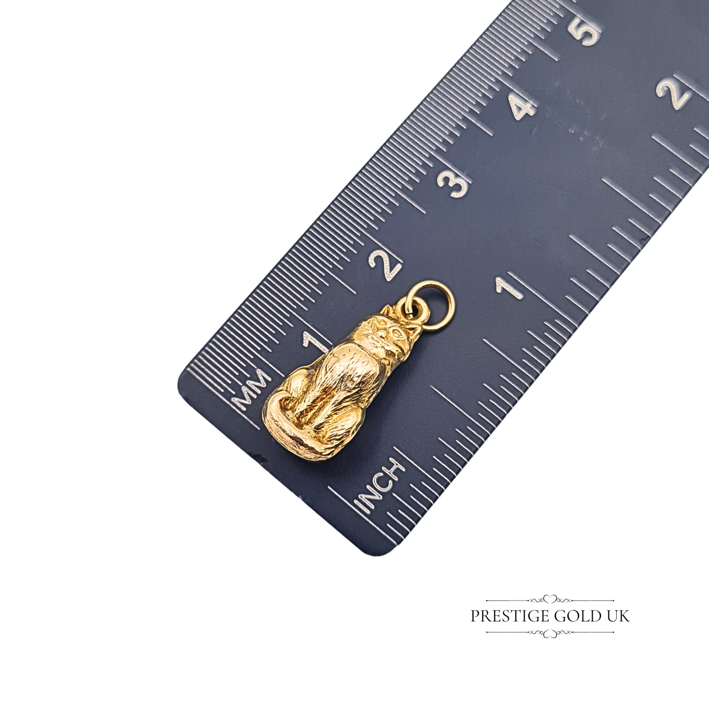 9ct Gold Small Cat Charm Pendant, Hollow Construction Lightweight Charm