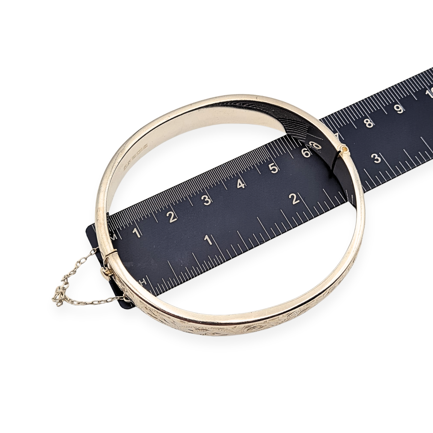 7"  Silver Engraved Bangle, Birmingham 1992, Opening Hindge