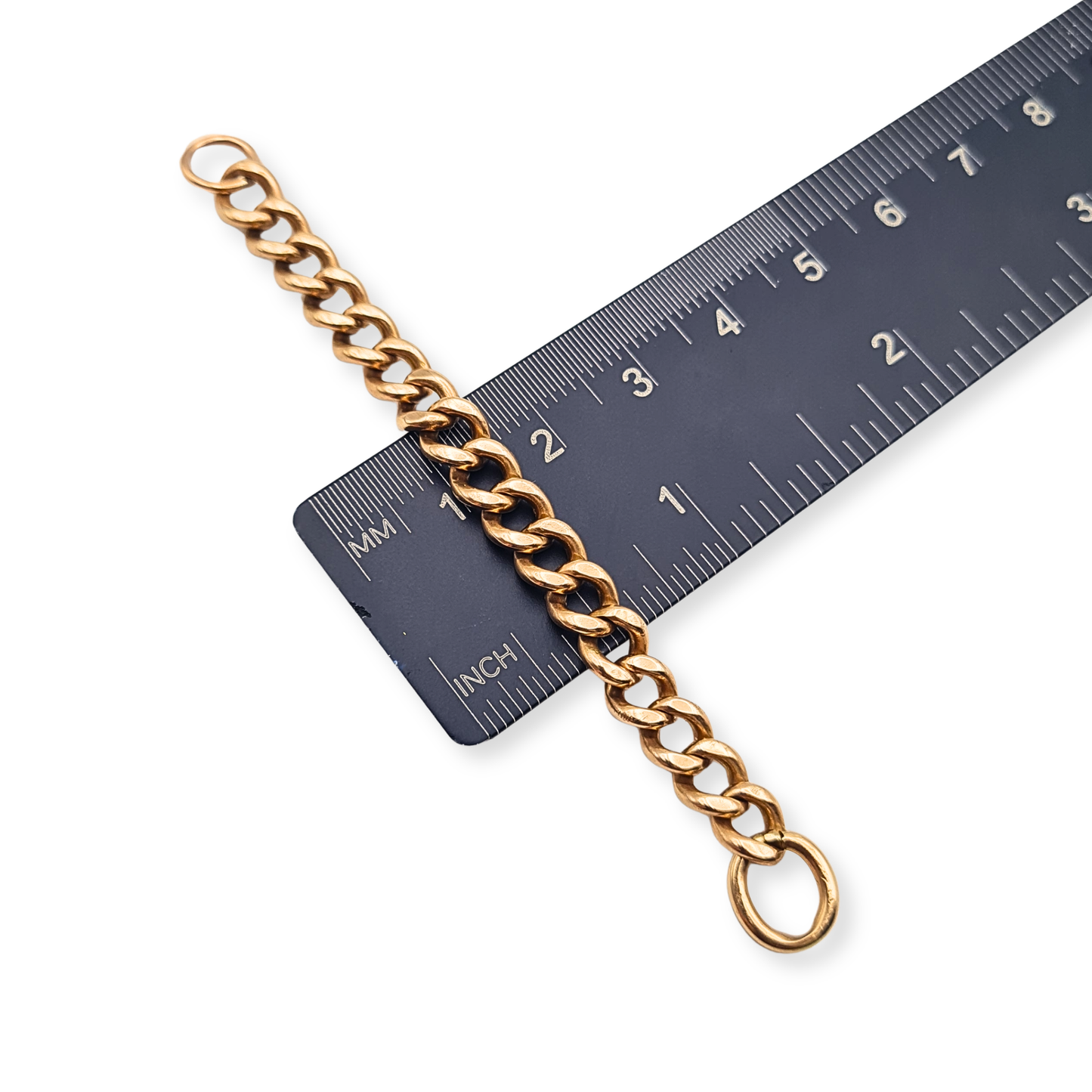 Antique 9ct Rose Gold Chain Extender Dropper 3.5in 9cm Solid Gold Curb Link Chain