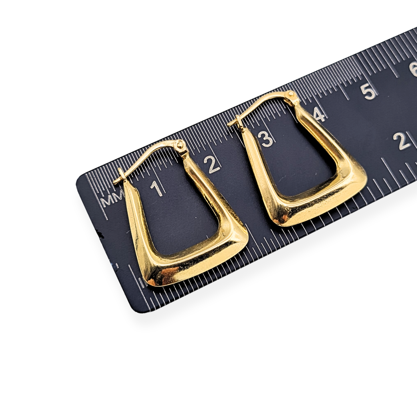 9ct Gold Geometric Hoop Earrings, Modern Square Design