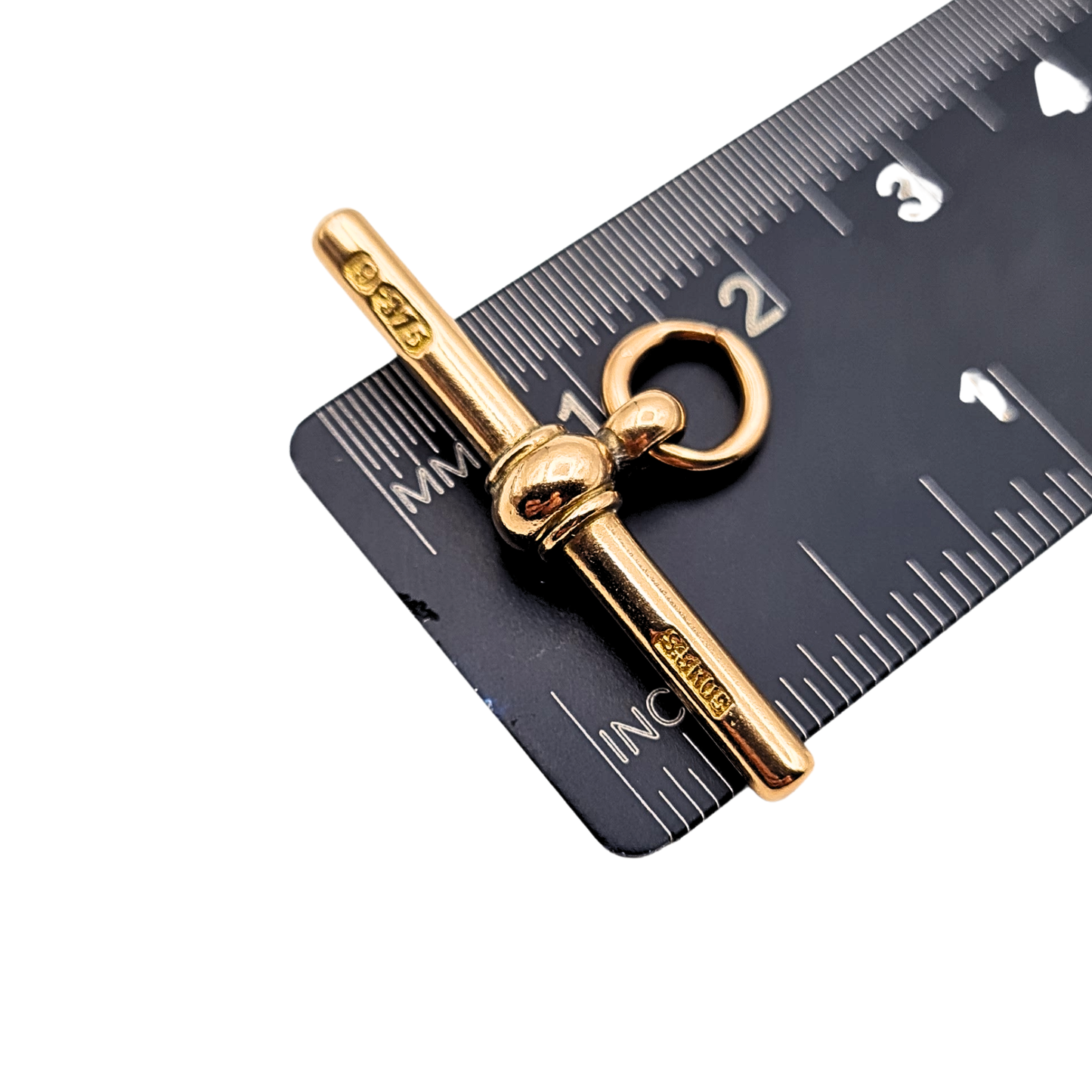Antique 9ct Solid  Rose Gold Albert T Bar, Stamped 375
