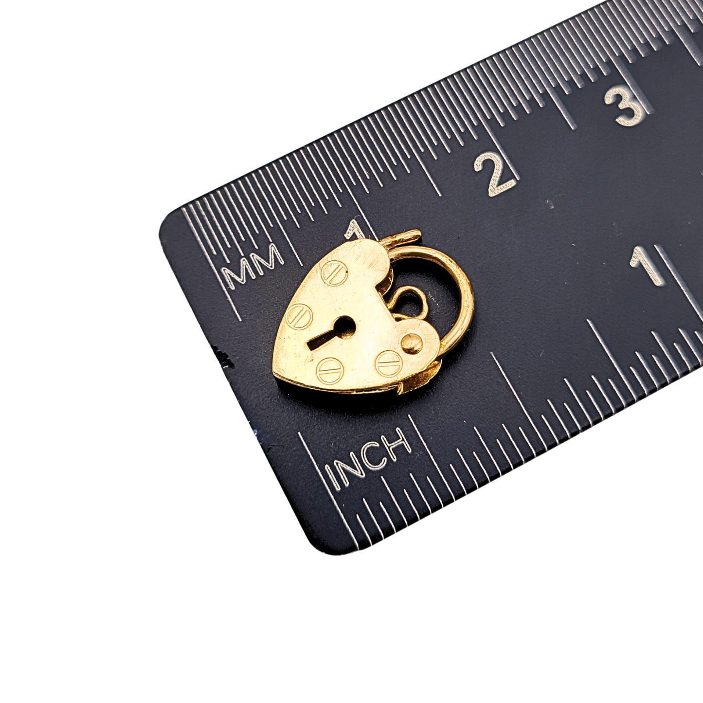 9ct Gold Heart Padlock Charm, ASJ, London 1991