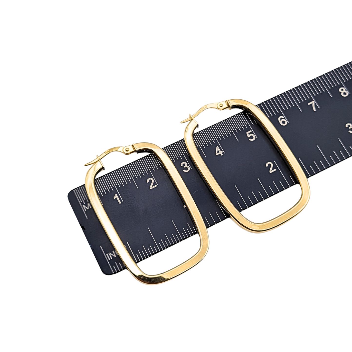 9ct Gold Large Oblong Hoops, 38x24mm, Hallmarked