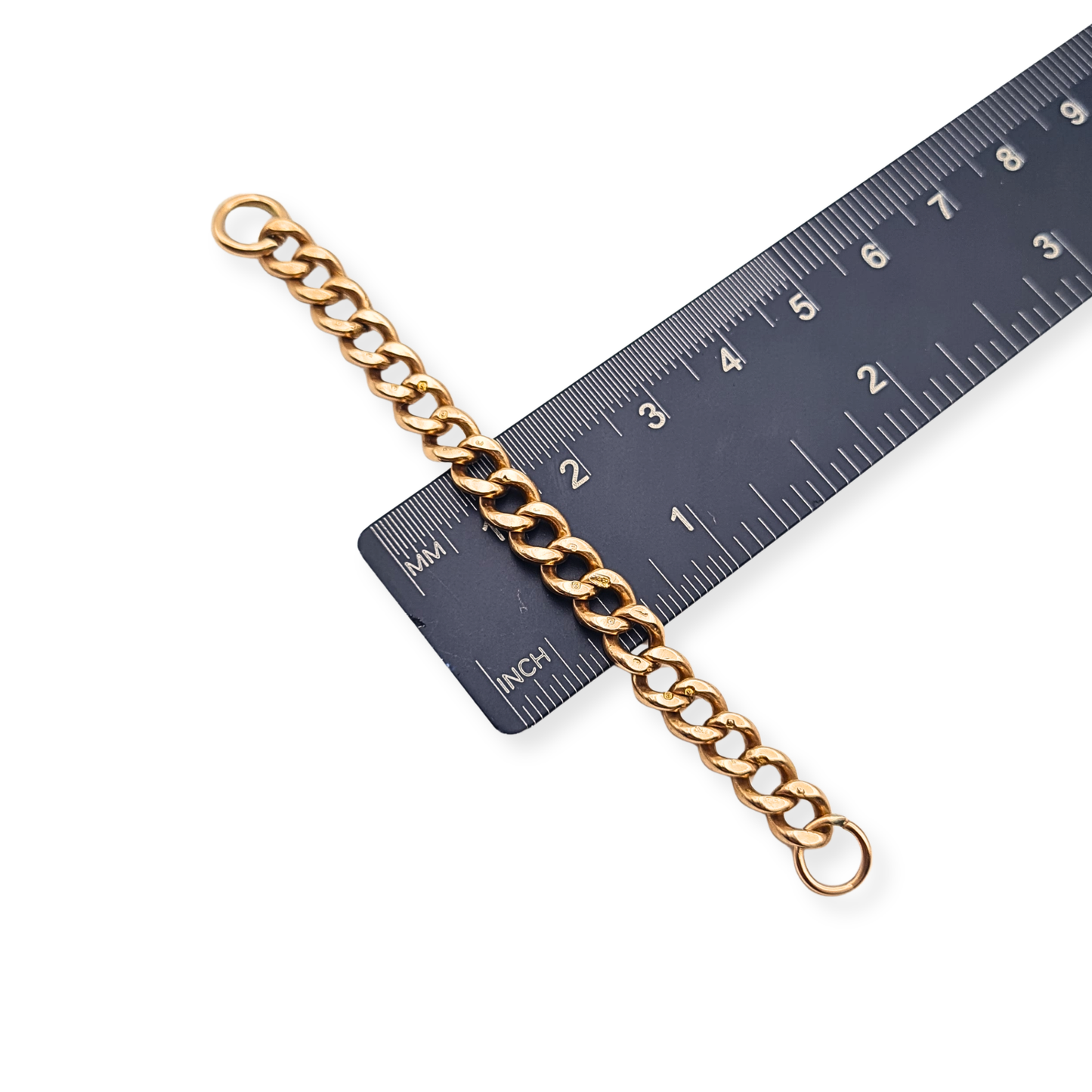 Antique 9ct Rose Gold Chain Extender Dropper 3.5in 9cm Solid Gold Curb Link Chain