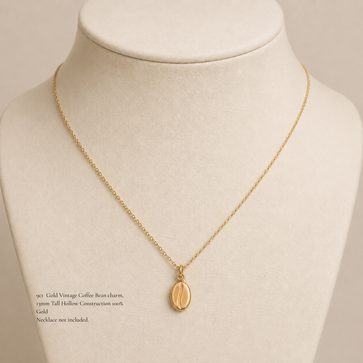 Small 9ct Rose Gold Coffee Bean Charm or Pendant
