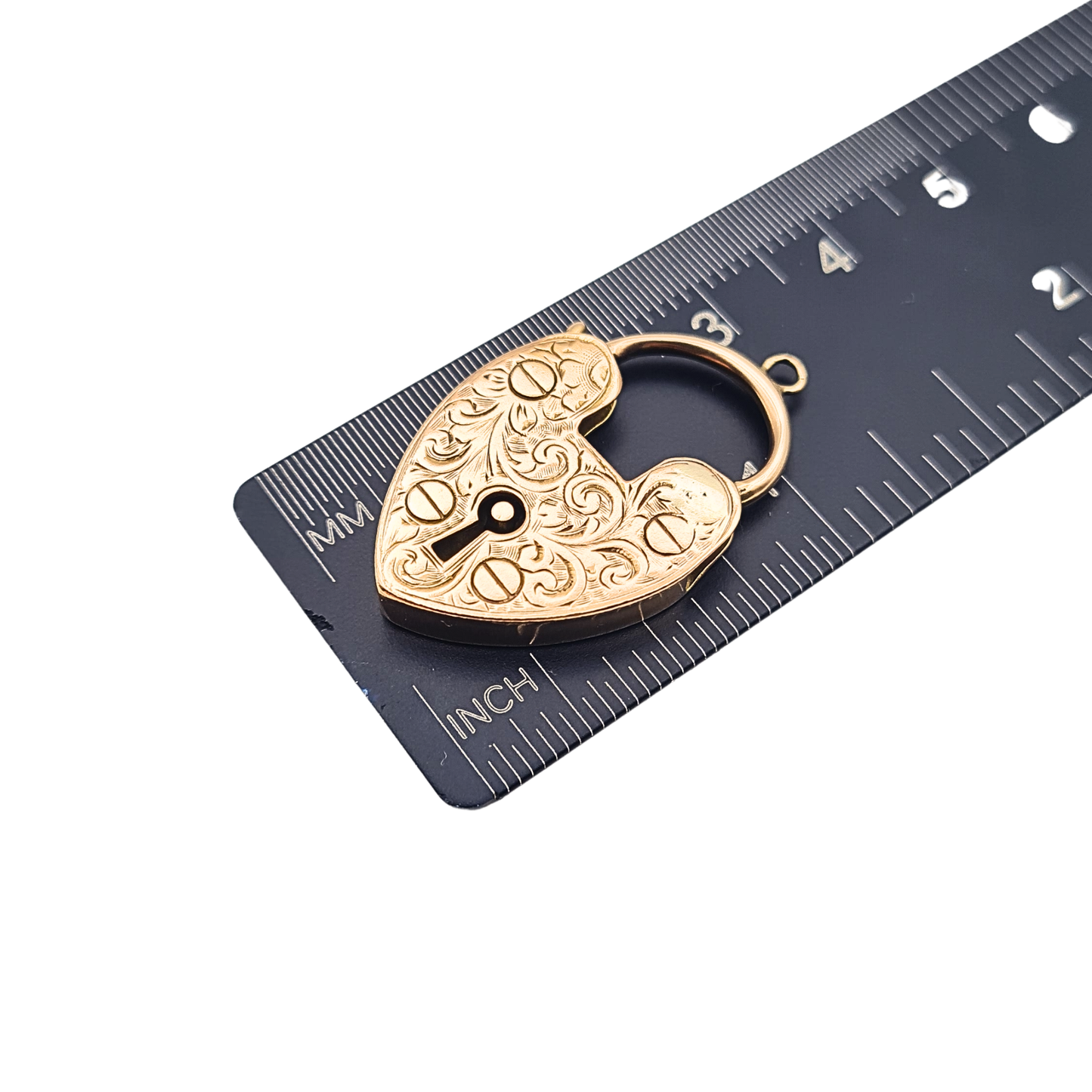 Huge 9ct Rose Gold Large Antique Heart Padlock Clasp Engraved Floral Design