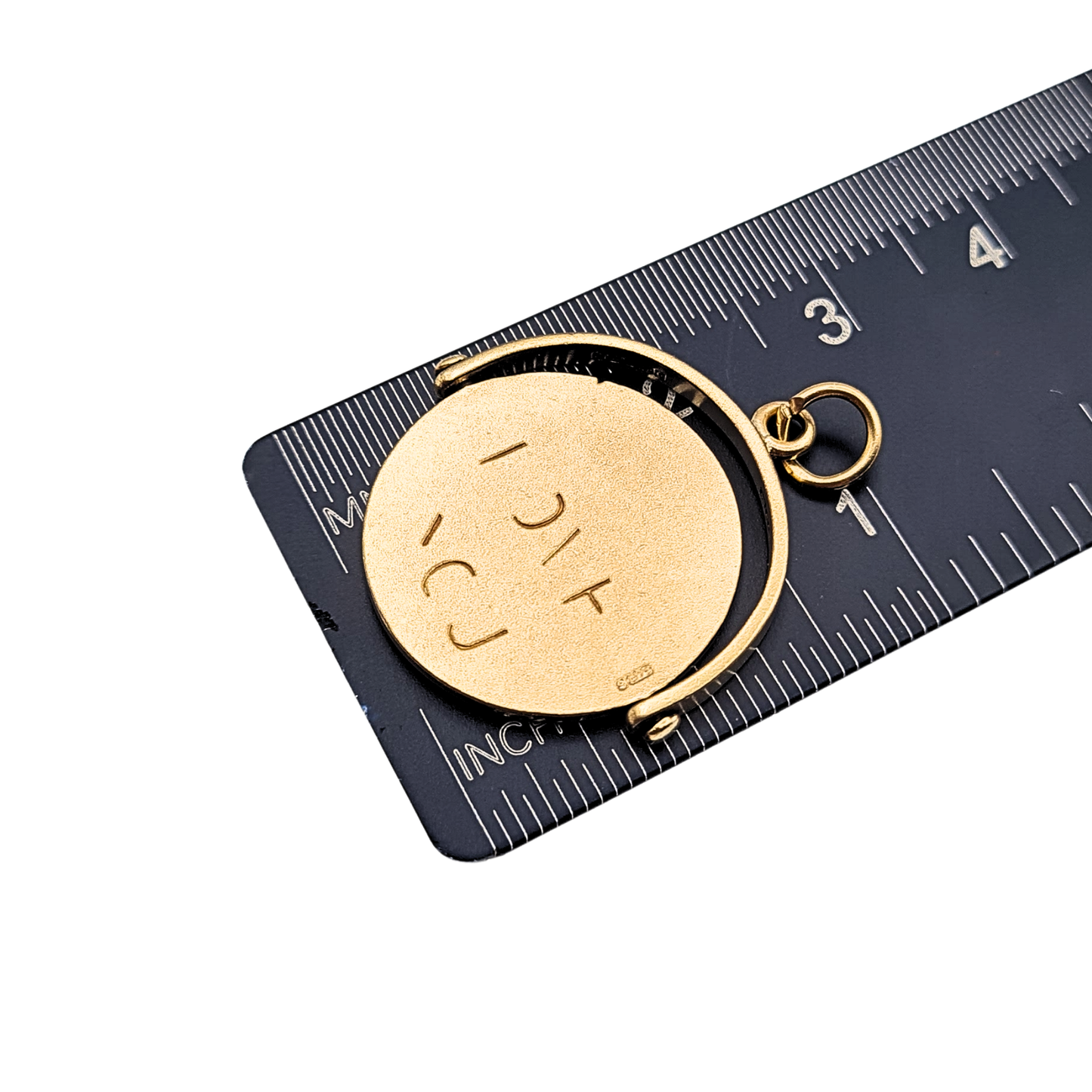 Large 9ct Gold Large Round Spinning Love Pendant.