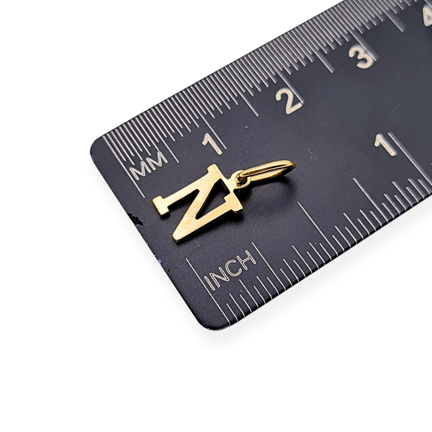 Small 9ct Gold Letter N Pendant, Dainty 10mm, 0.29g