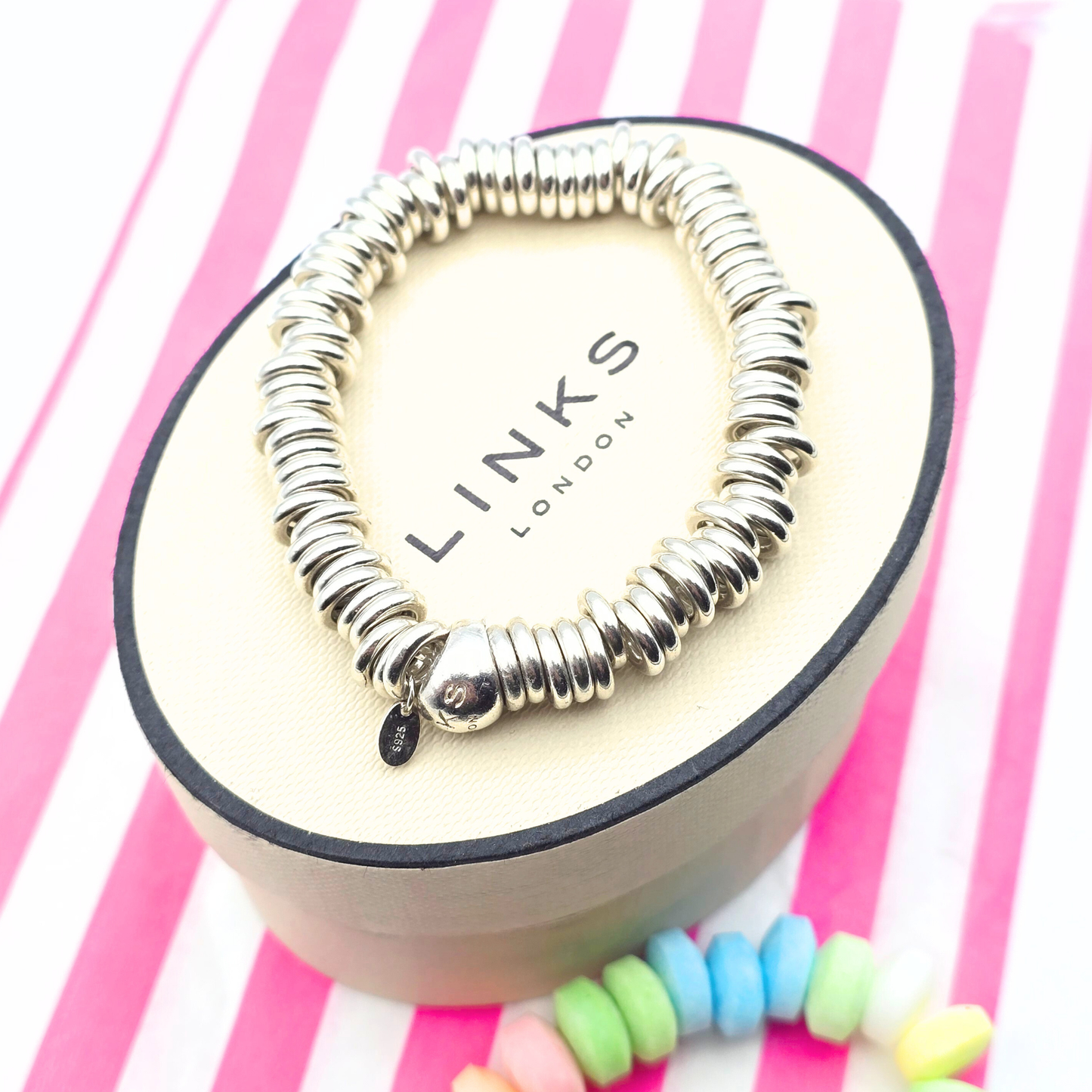 5 1/2" Refurbished Links of London Authentic Sweetie Bracelet,  14cm Long