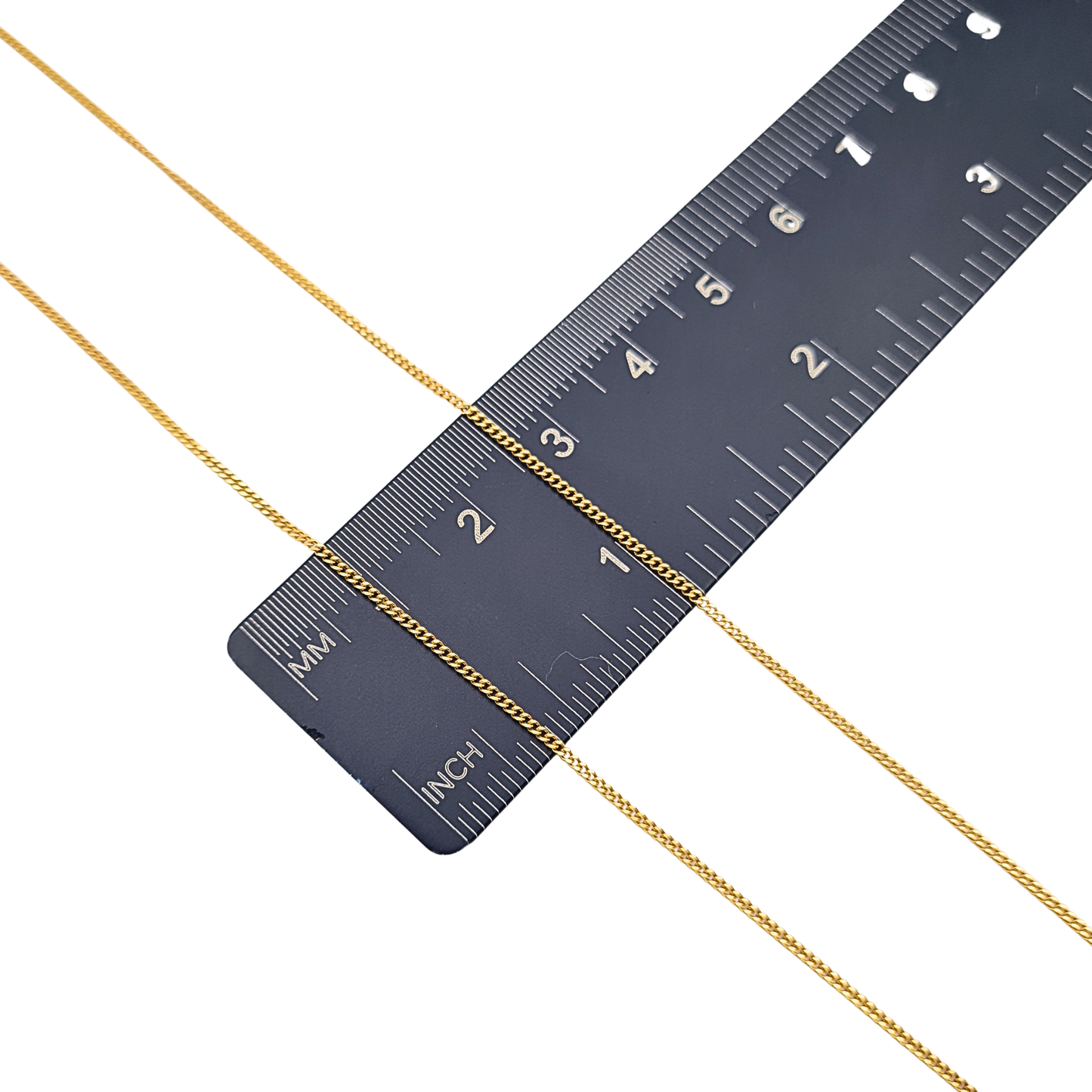 18" Long 9ct Gold Tiny Curb Chain Necklace 46cm Long  Dainty 1mm WIde Gold Chain