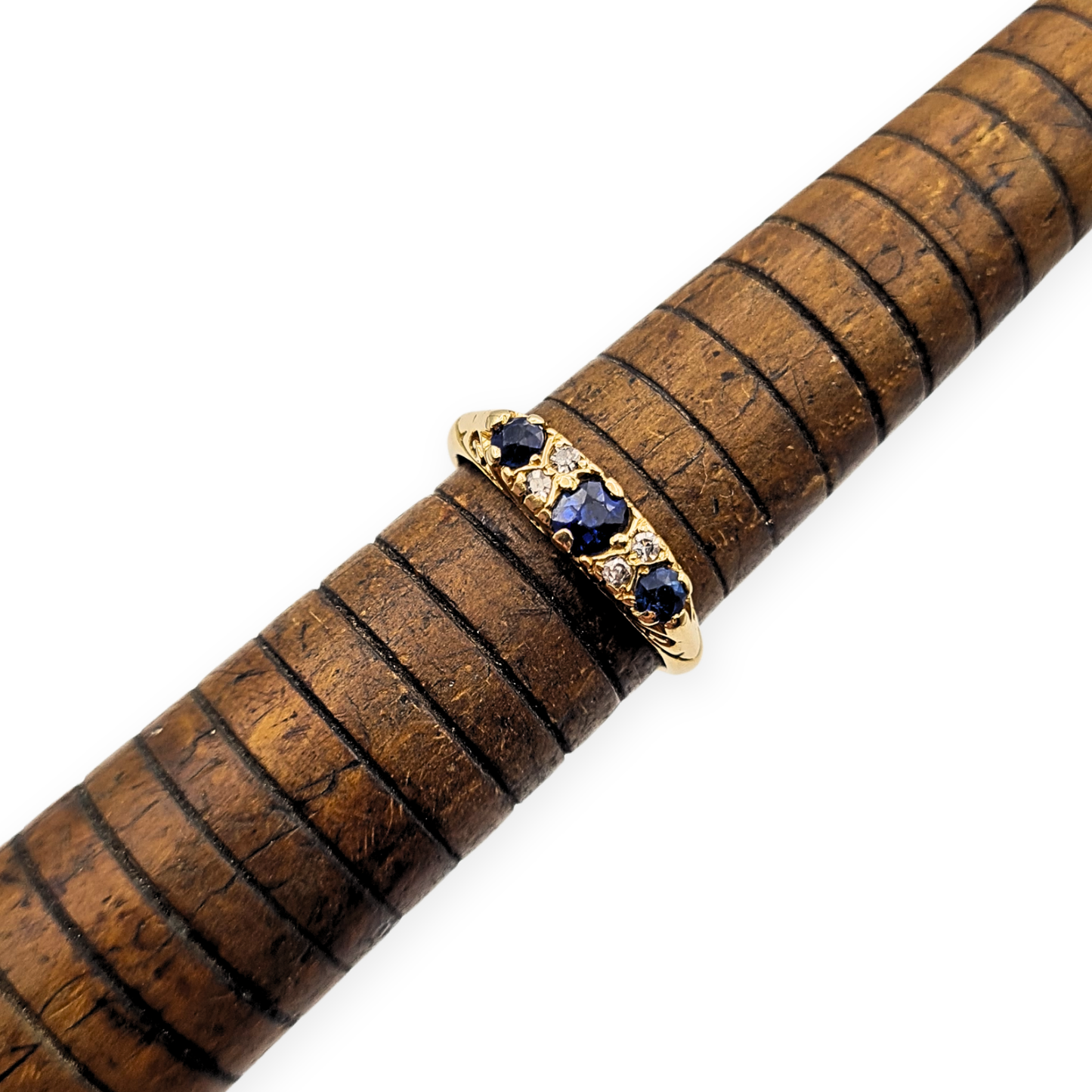 Antique 18ct Gold Sapphire Diamond Ring 1922 Hallmarked Size K 1/2
