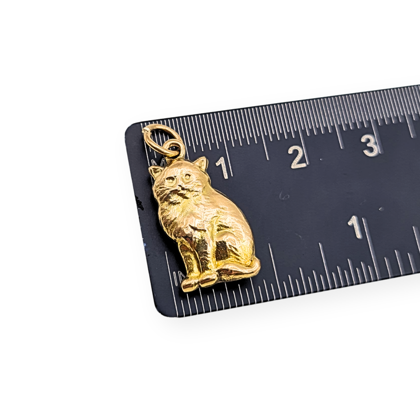 9ct Gold Puffy Cat Charm, Hollow Cat Pendant