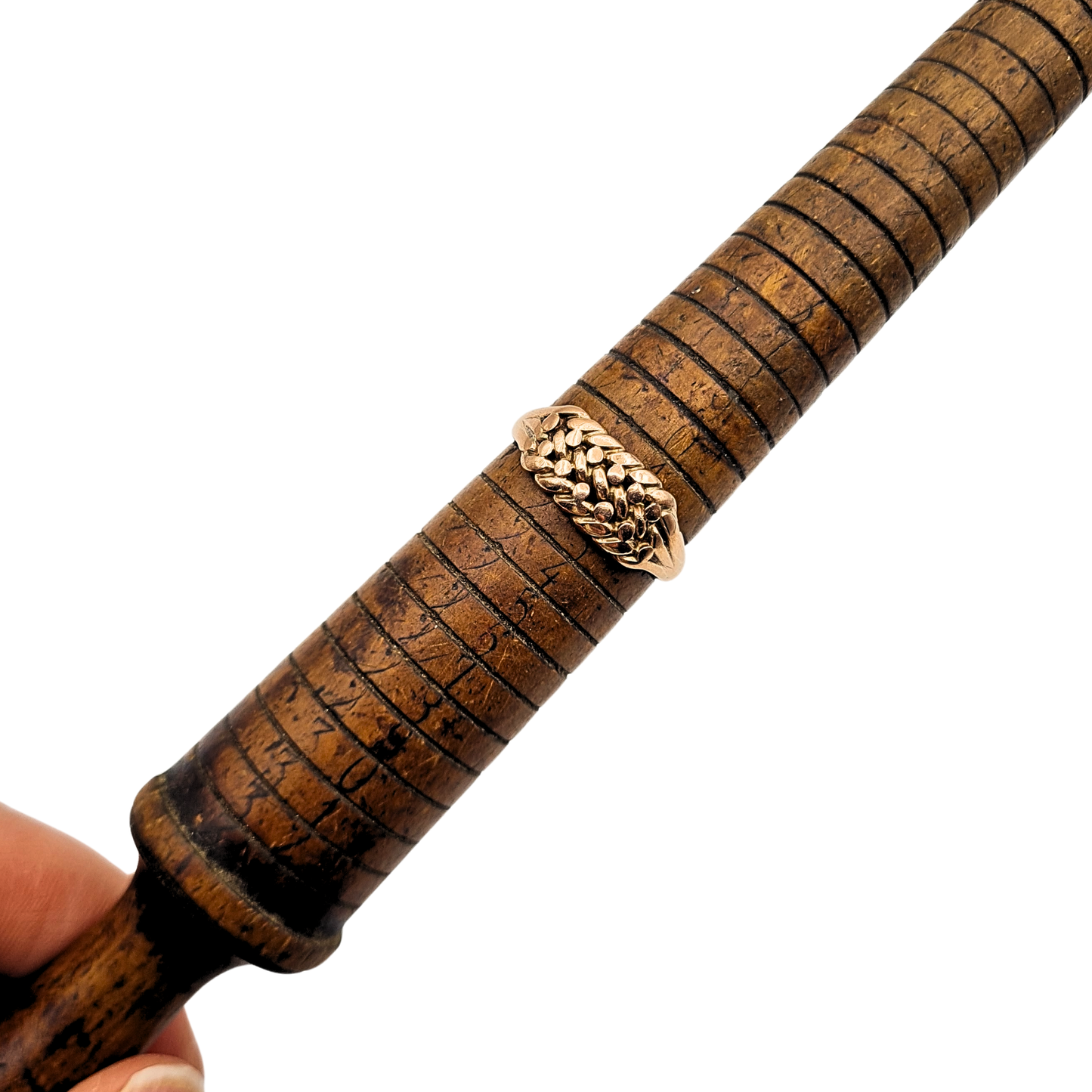 9ct Rose Gold Keeper Ring, Antique Rope Ring, UK T US 9 1/2