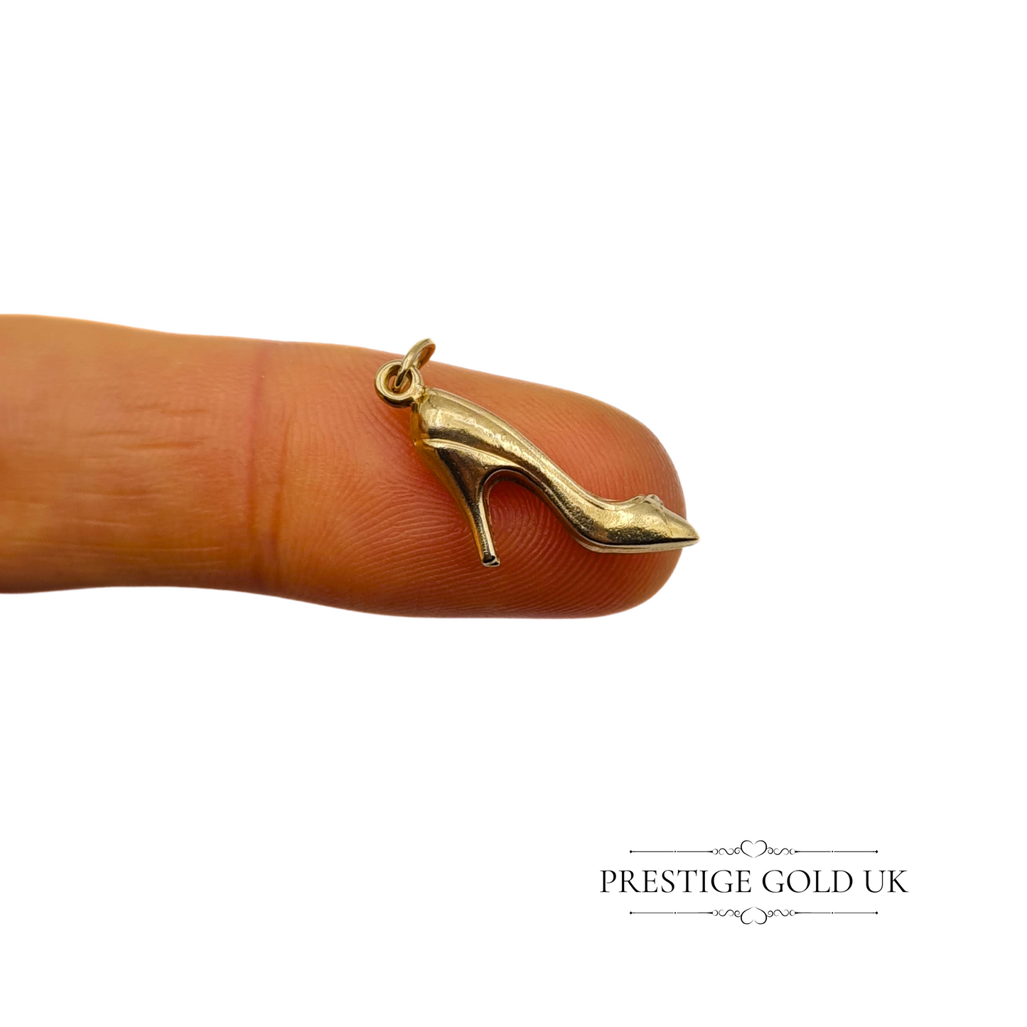 9ct Gold High Heel Shoe Charm, Miniature Ladies Stiletto Shoe Pendant