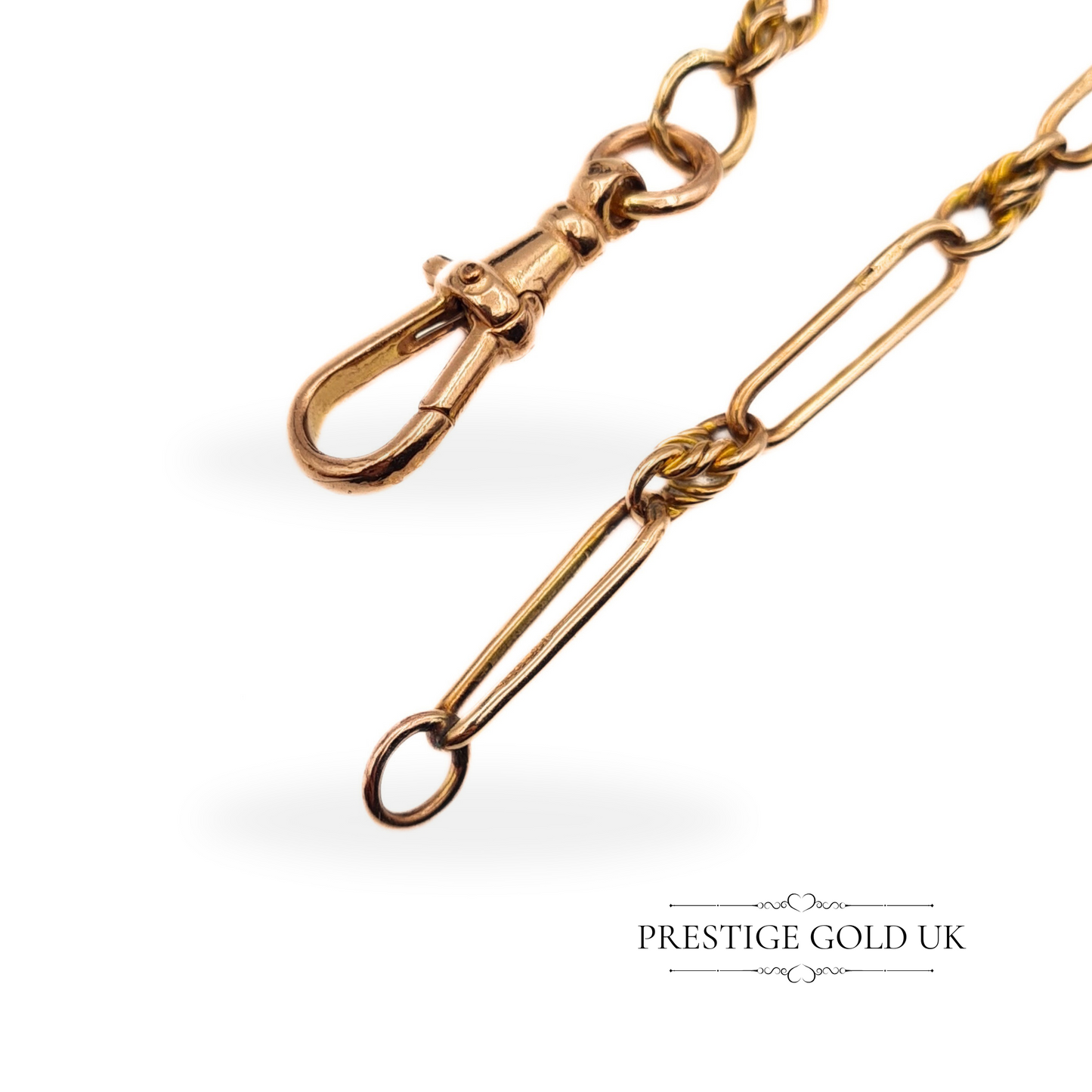 Ornate Gold Fancy Paperclip Chain Bracelet in 9ct Gold - 7"