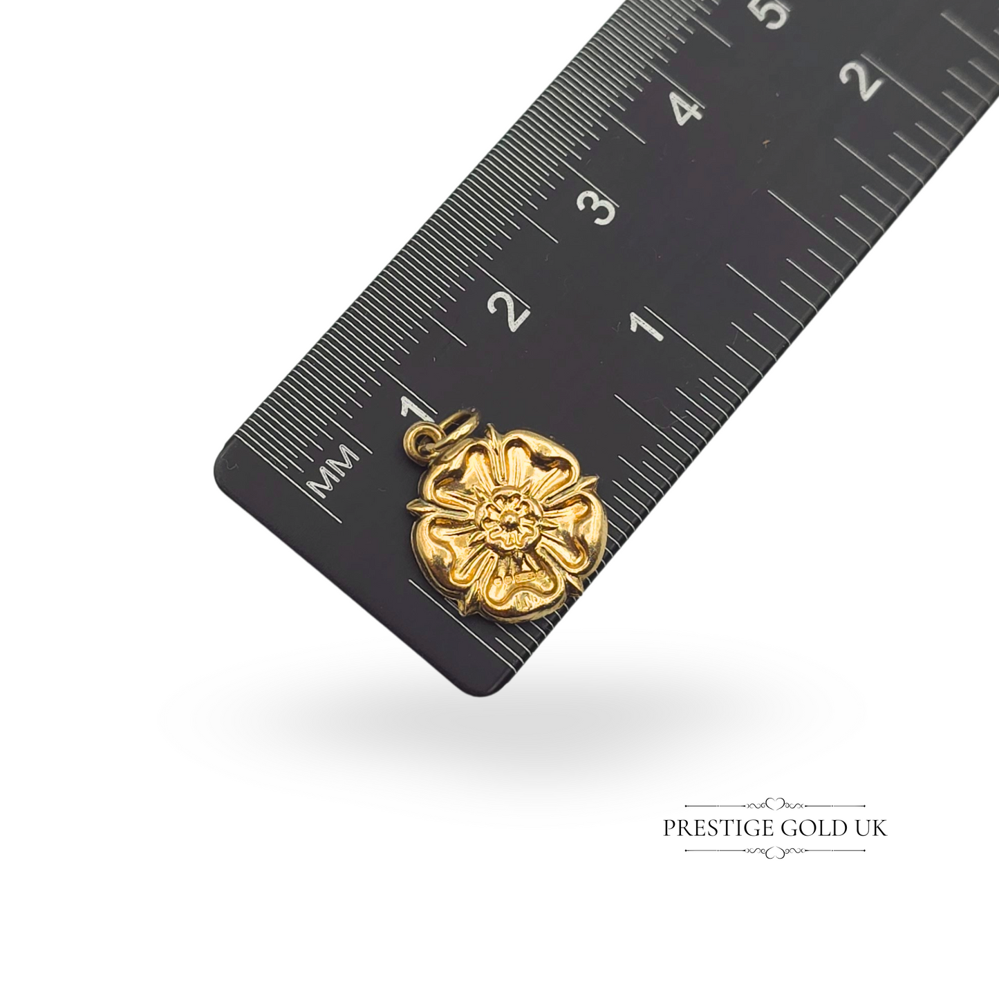 Vintage 9ct Gold Yorkshire Rose Charm 14mm London 1968